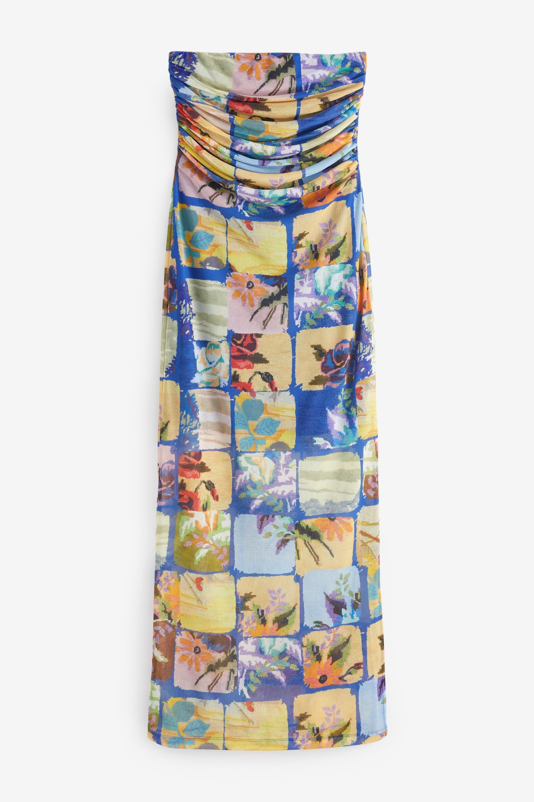 Next Bandeaukleid Gerafftes Bandeau-Maxikleid aus Mesh günstig online kaufen