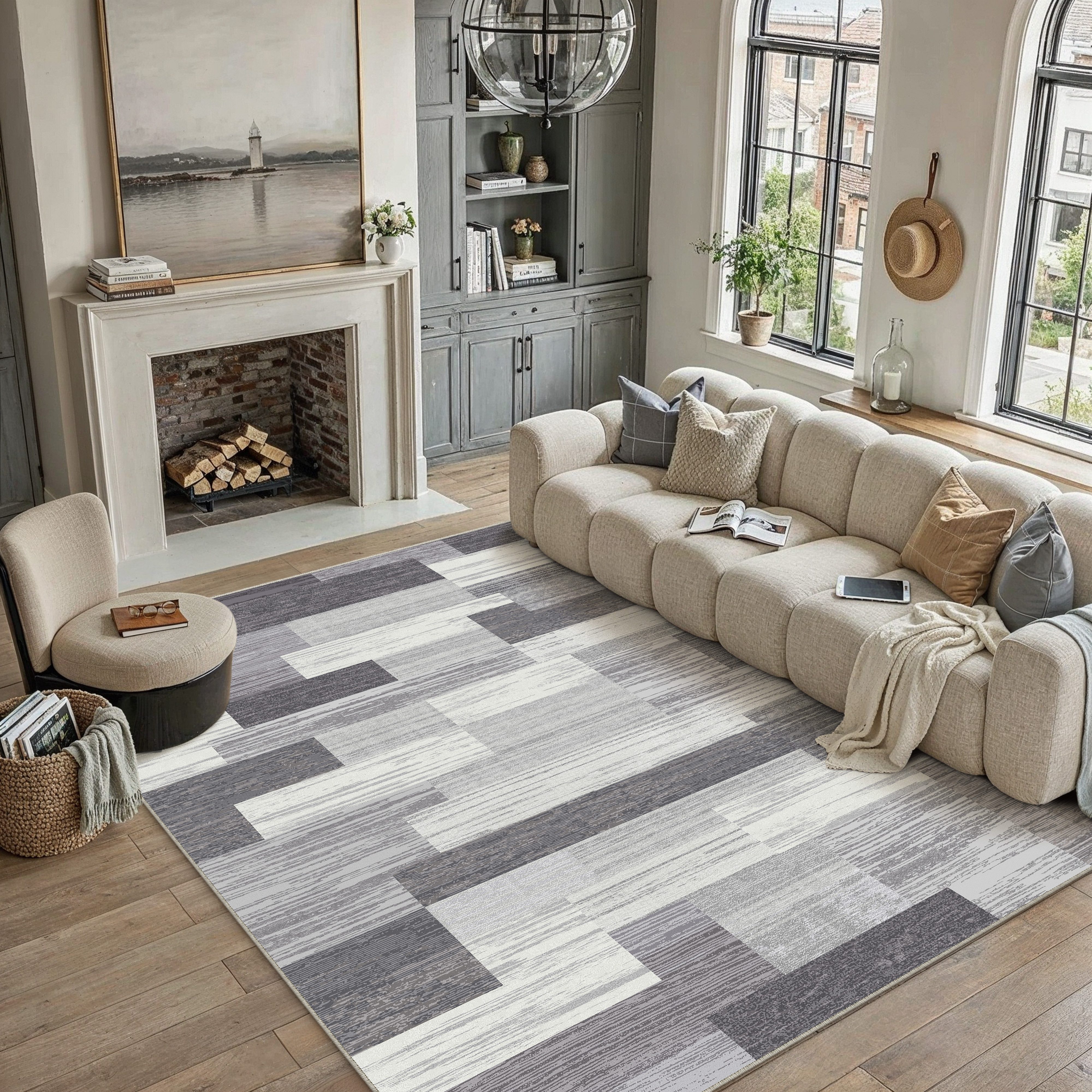 PURECOZY Teppich Kurzflor & Weich, Waschbar, Grau, Gr. 300 cm x 400 cm x 6.1 mm
