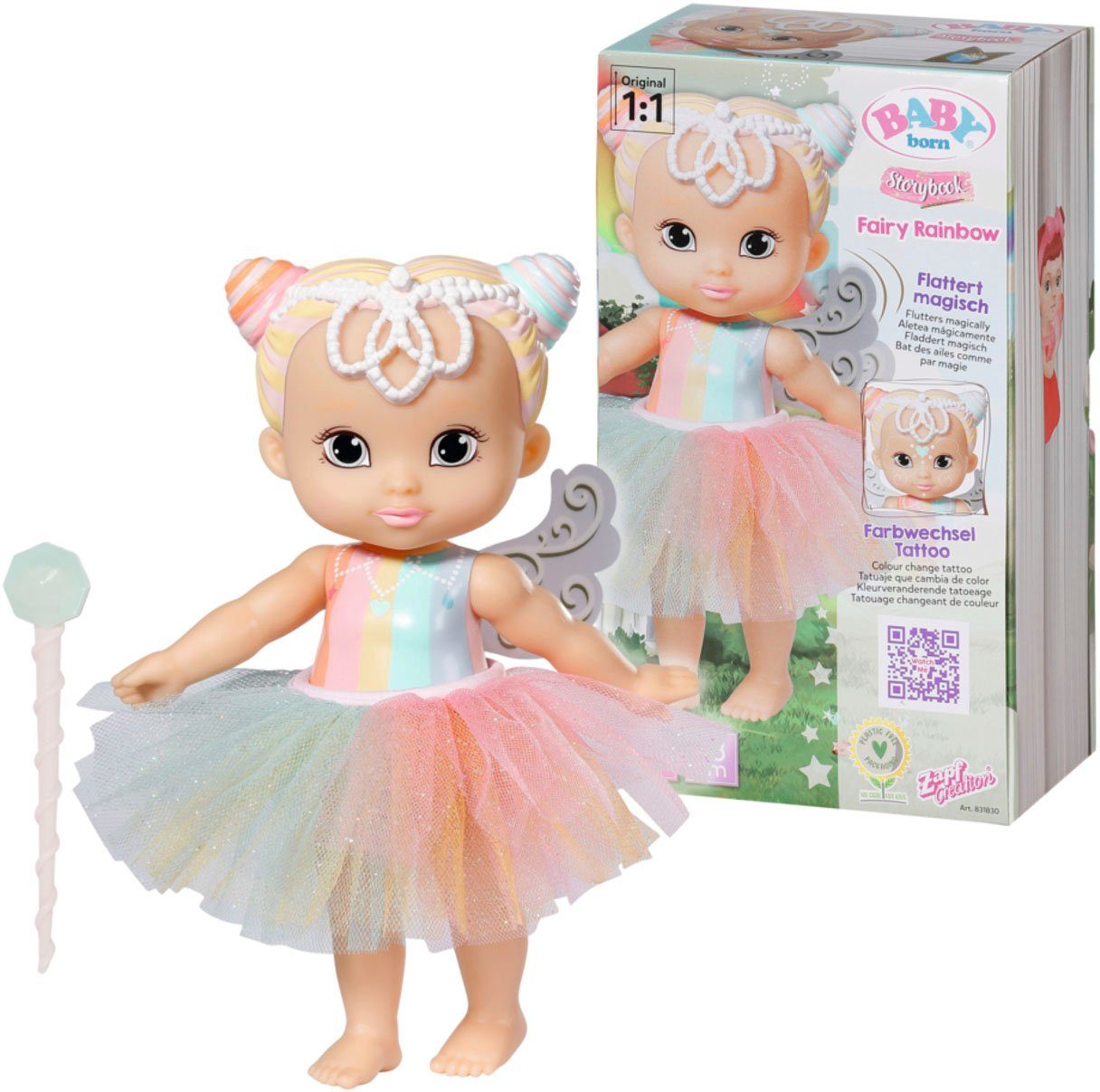 Baby Born Stehpuppe Storybook Fairy Rainbow, 18 cm, mit Lichteffekten