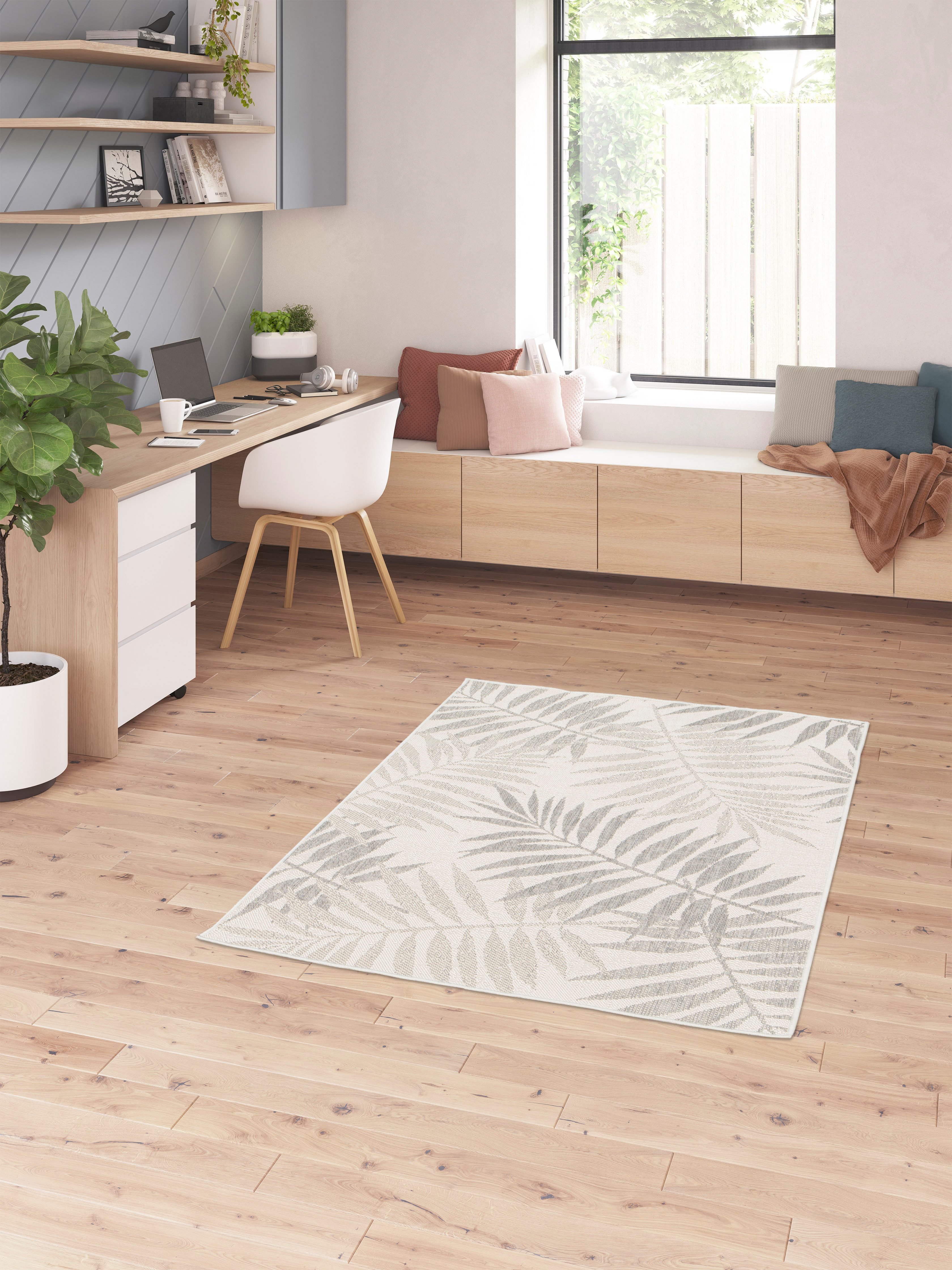 Primaflor-Ideen in Textil Teppich Outdoorteppich RENEW - Leaves, rechteckig, Höhe: 4 mm, Flachgewebe, Blätter, In- und Outdoor geeignet, Balkon & Terrasse