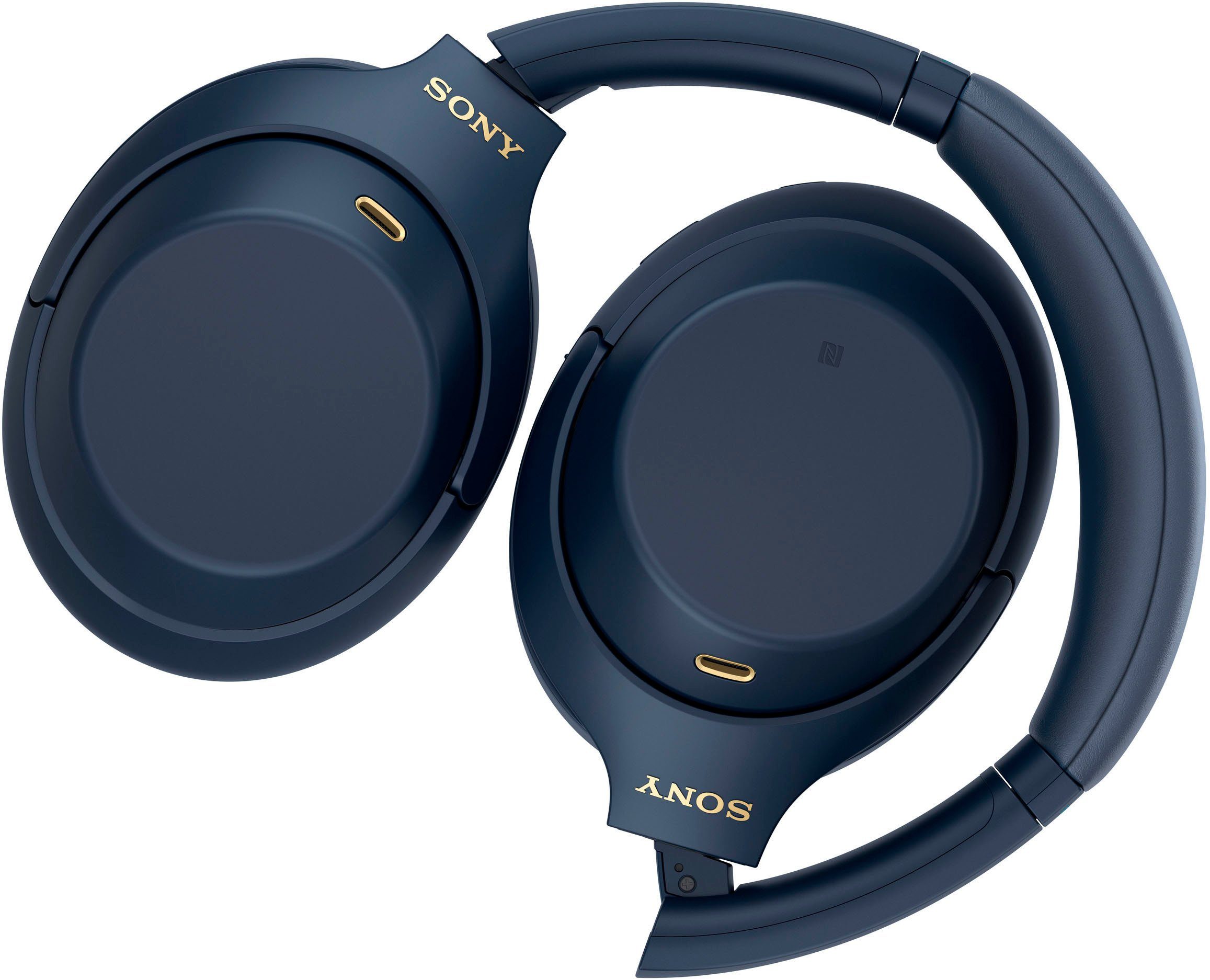 Sony WH-1000XM4 kabelloser Verbindung Schnellladefunktion) via NFC, Over-Ear-Kopfhörer Sensor, One-Touch (Noise-Cancelling, Bluetooth, Touch NFC, blau