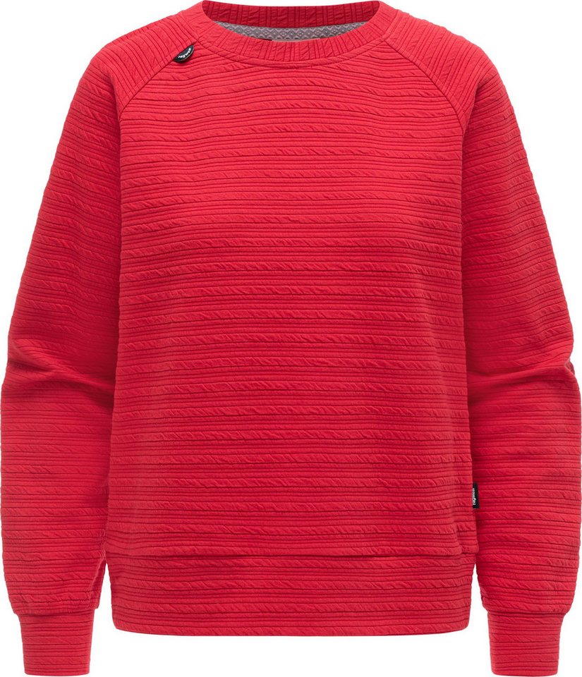 Ragwear Rundhalspullover Joann Crepe Leichter Pullover mit gestreifter Prägung
