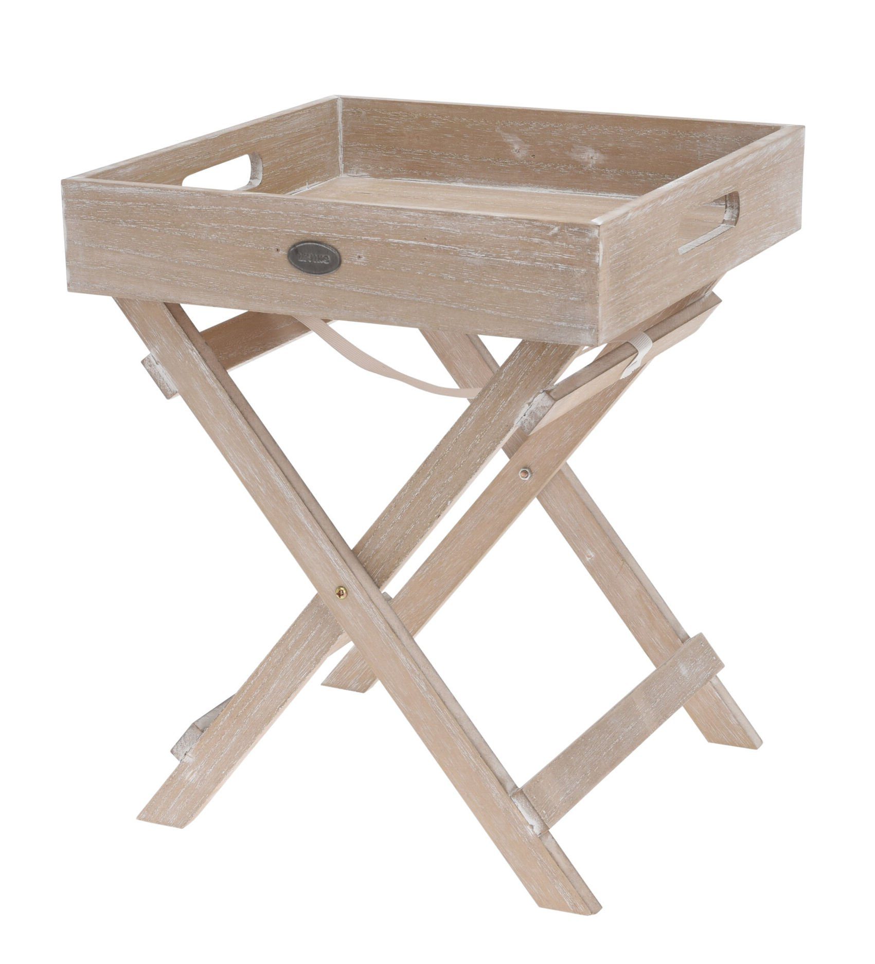 Spetebo Beistelltisch Deko Beistelltisch Holz 2-teilig klappbarer - Tisch abnehmbaren mit natur, Tablett