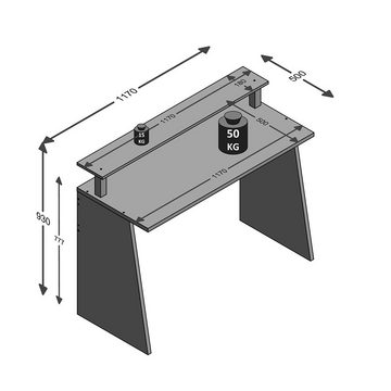 Lomadox Schreibtisch ZADAR-10, Gaming-Tisch, anthrazit mit orange, B/H/T ca. 93/117/50 cm