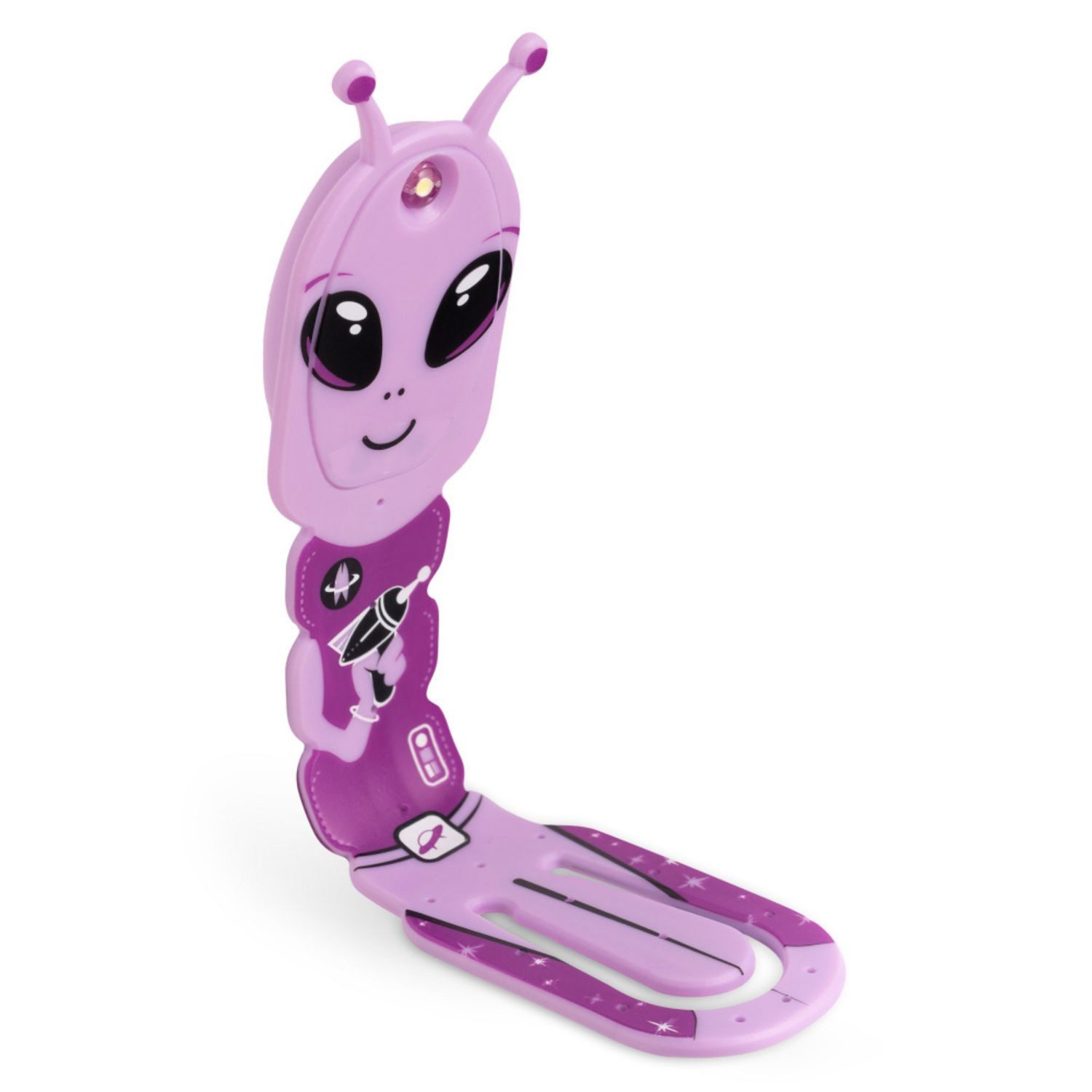 bookchair Vertrieb Lesezeichen Flexilight Leselicht Aliens Lila – 2-in-1 LED-Leselicht