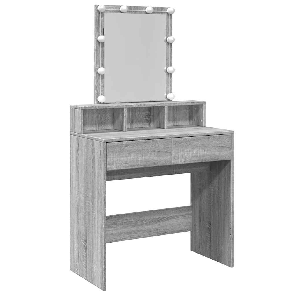 Schminktisch Schminktisch mit LED-Beleuchtung Grau Sonoma 80x41x144,5 cm