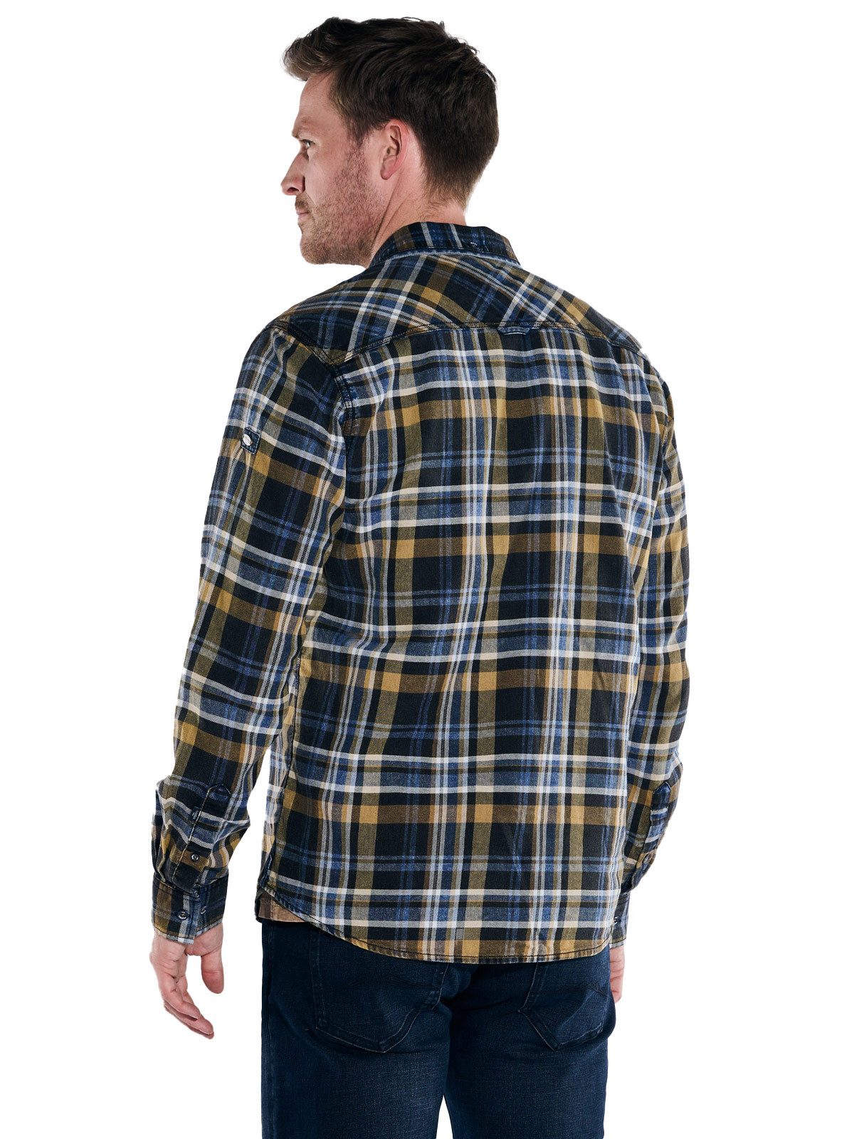 Engbers Langarmhemd Herren Overshirt kariert, Braun günstig online kaufen