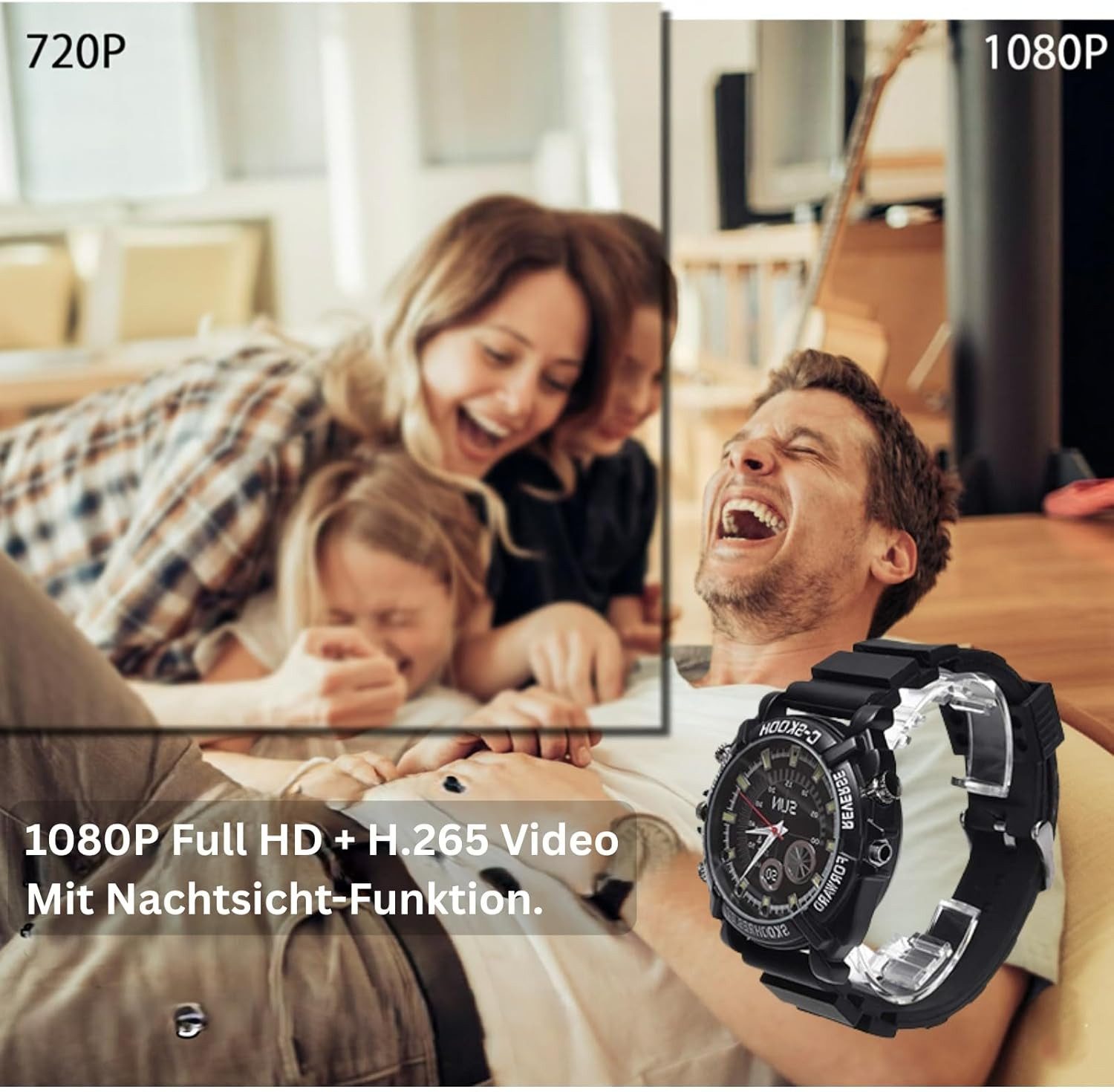 SpionProfi Überwachungskamera 32GB Armbanduhr Mini Kamera Video Foto Ton Aufnahme Cam (1-tlg., Mini Spycam Armbanduhr Versteckte Kamera Video Cam)