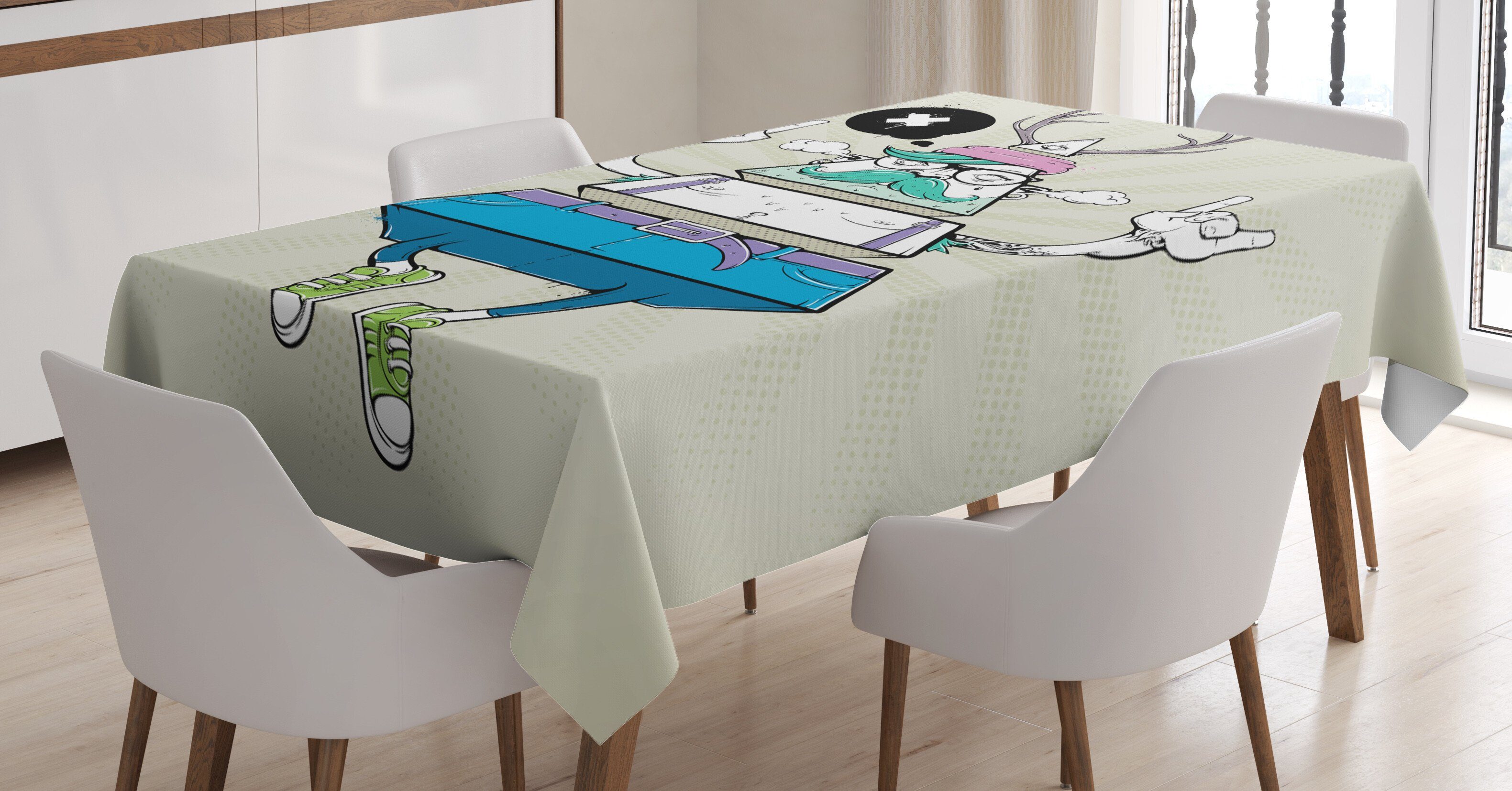 Außen Waschbar Bereich Hipster Tischdecke Für geeignet den Klare Bizarrer Farben, Farbfest Dreieck-Typ Abakuhaus