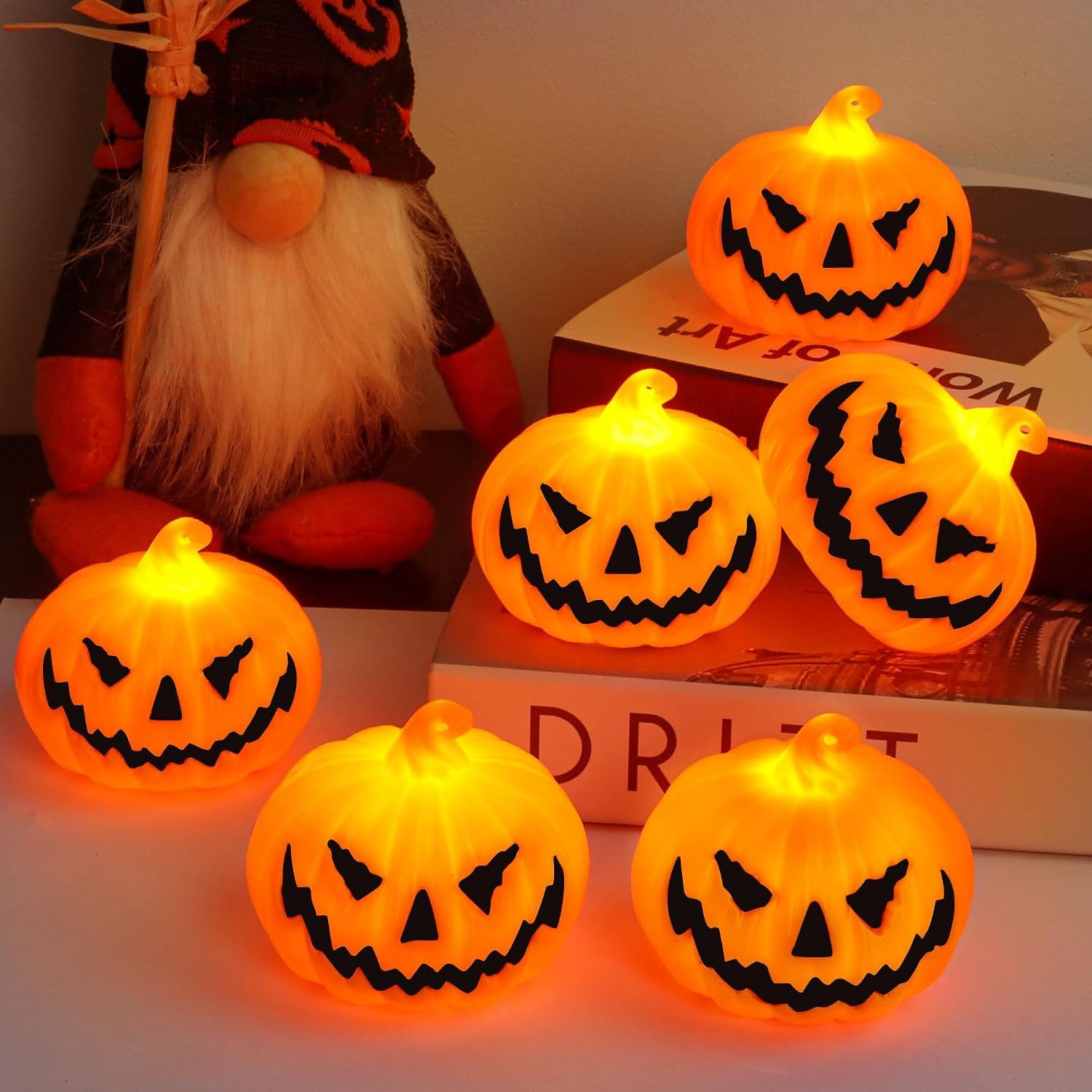 nsihing LED-Kerze Halloween LED-Kürbislichter, 3er-Pack Kerzen – Bild 3 von 5