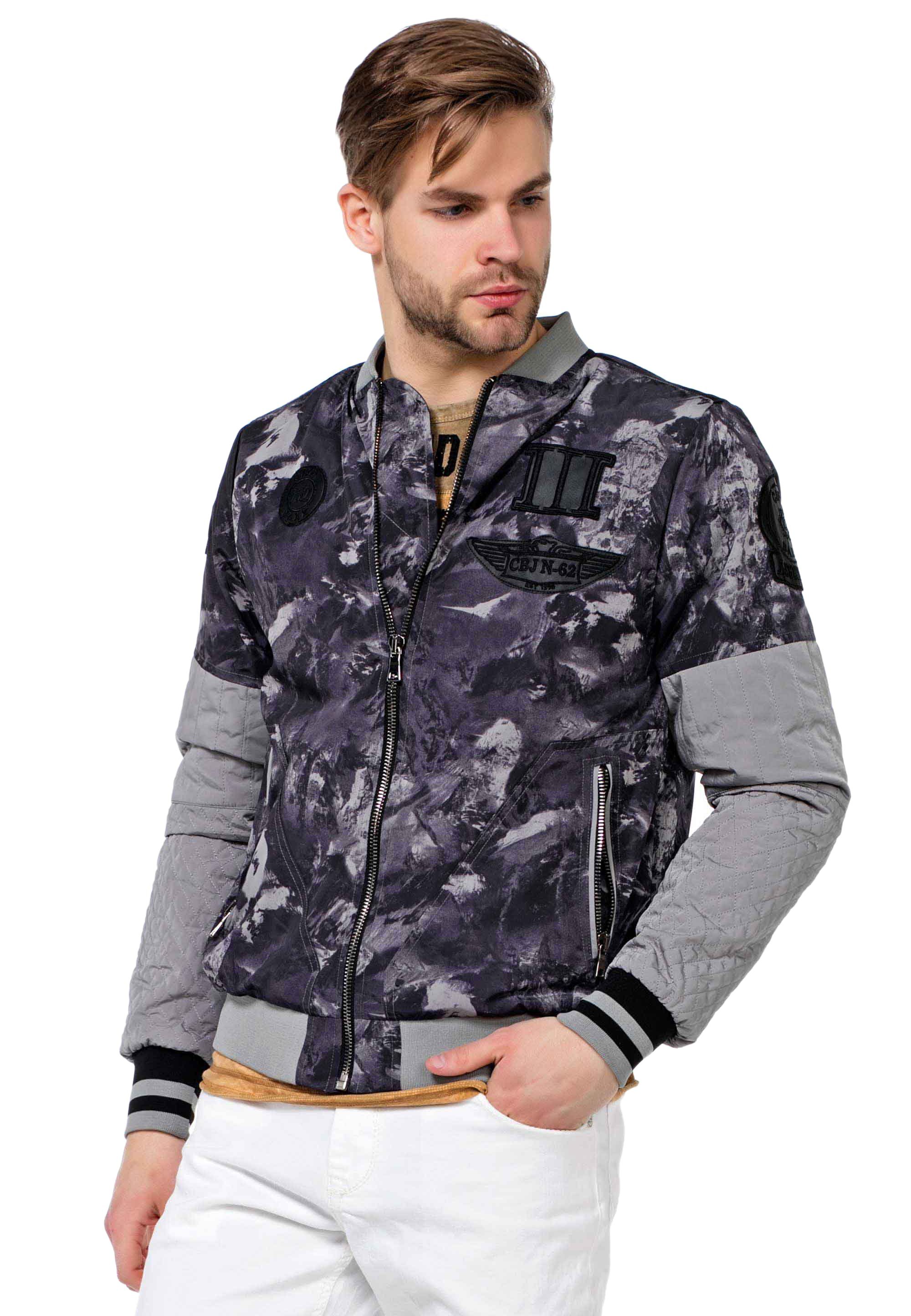 Cipo & in Baxx Military-Style Collegejacke grau coolem