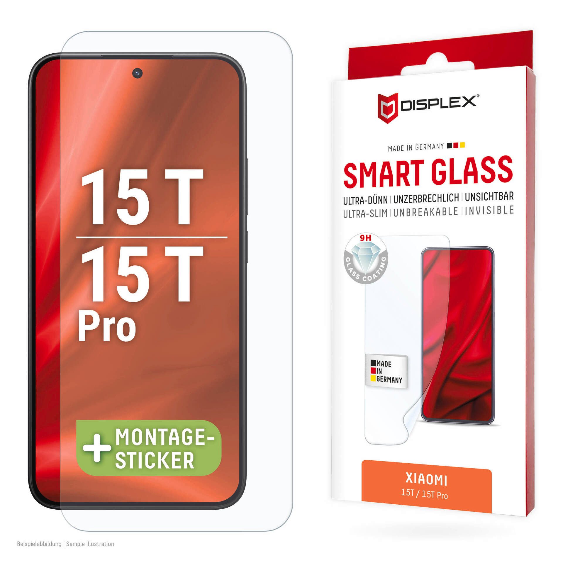Displex Displayschutzglas Smart Glass - Ultra-Dünn Unzerbrechlich Unsichtbar für Xiaomi 15T, Xiaomi 15T Pro, Displayschutzfolie, Schutzfolie, Bildschirmschutz, kratz- & stoßfest
