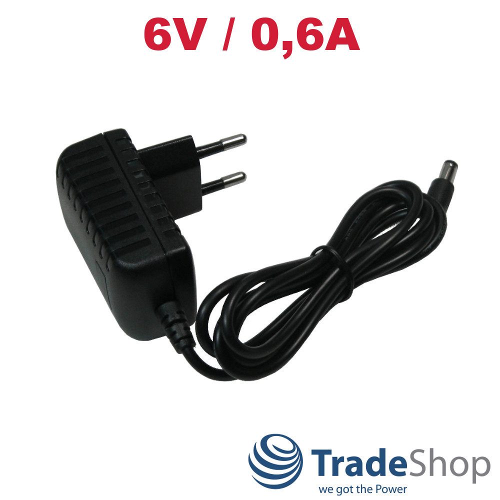 Trade-Shop Ladegerät 6V 600mA passend für Beurer BM 60, BM 65, BM 75, BM 77 Netzteil (Ladekabel / Ersatznetzteil / Netzstecker für Blutdruckmessgerät)