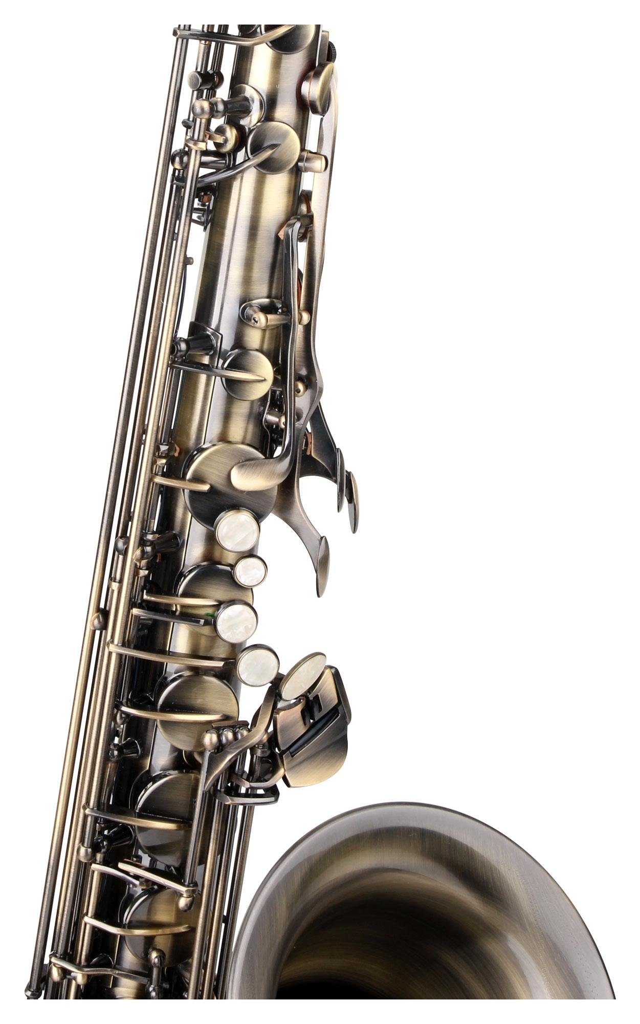 Classic Cantabile Saxophon TS-450 Tenorsaxophon, 5-St., inkl. Koffer, Mundstück, Putztuch und Handschuhe, Bb-Stimmung, Hoch-Fis-Klappen, ergonomische Klappenmechanik