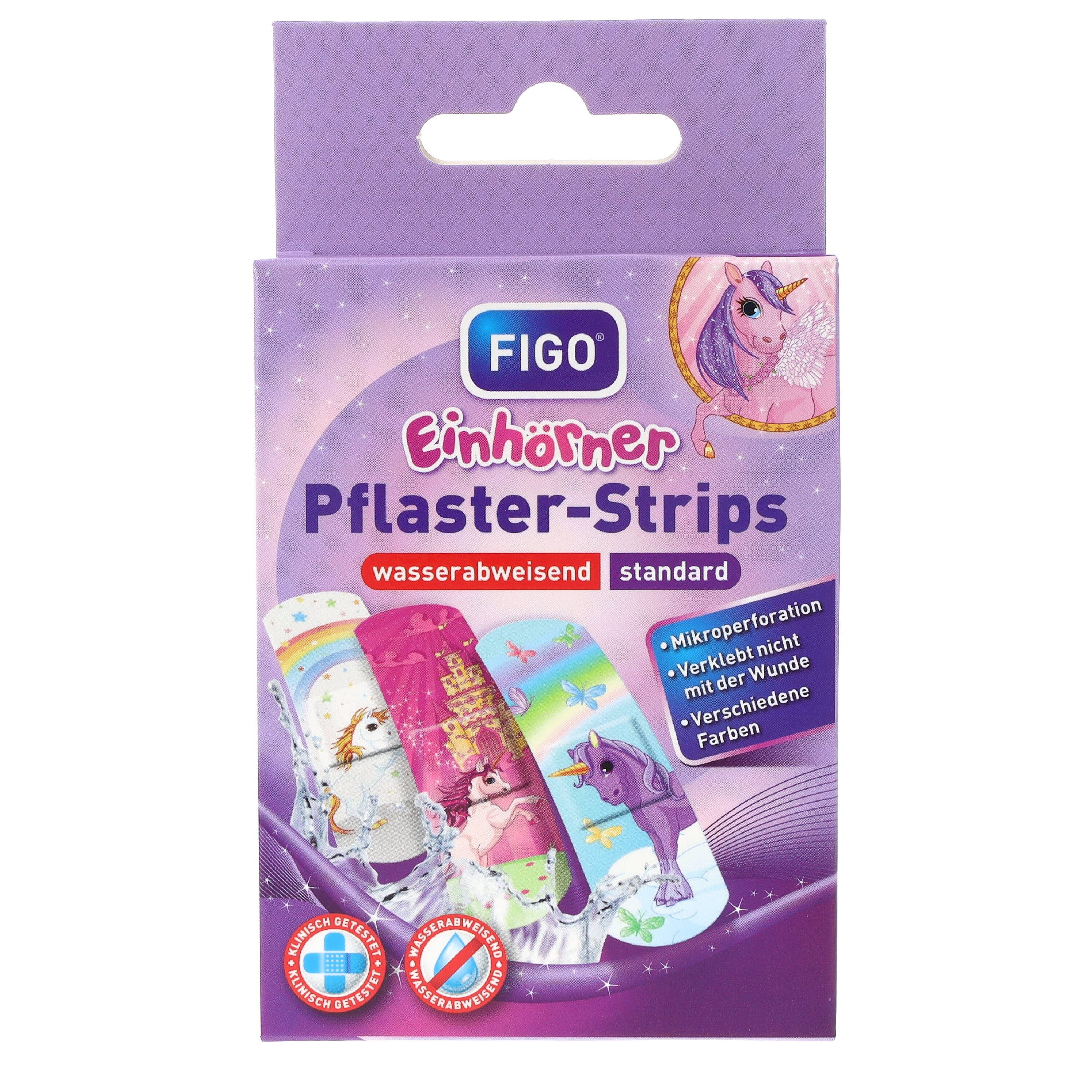 FIGO Wundpflaster Kinderpflaster Пластир-Strips Einhörner 10 Stück (10 St), Bunte, kingerechte Einhorn Pferde Motive