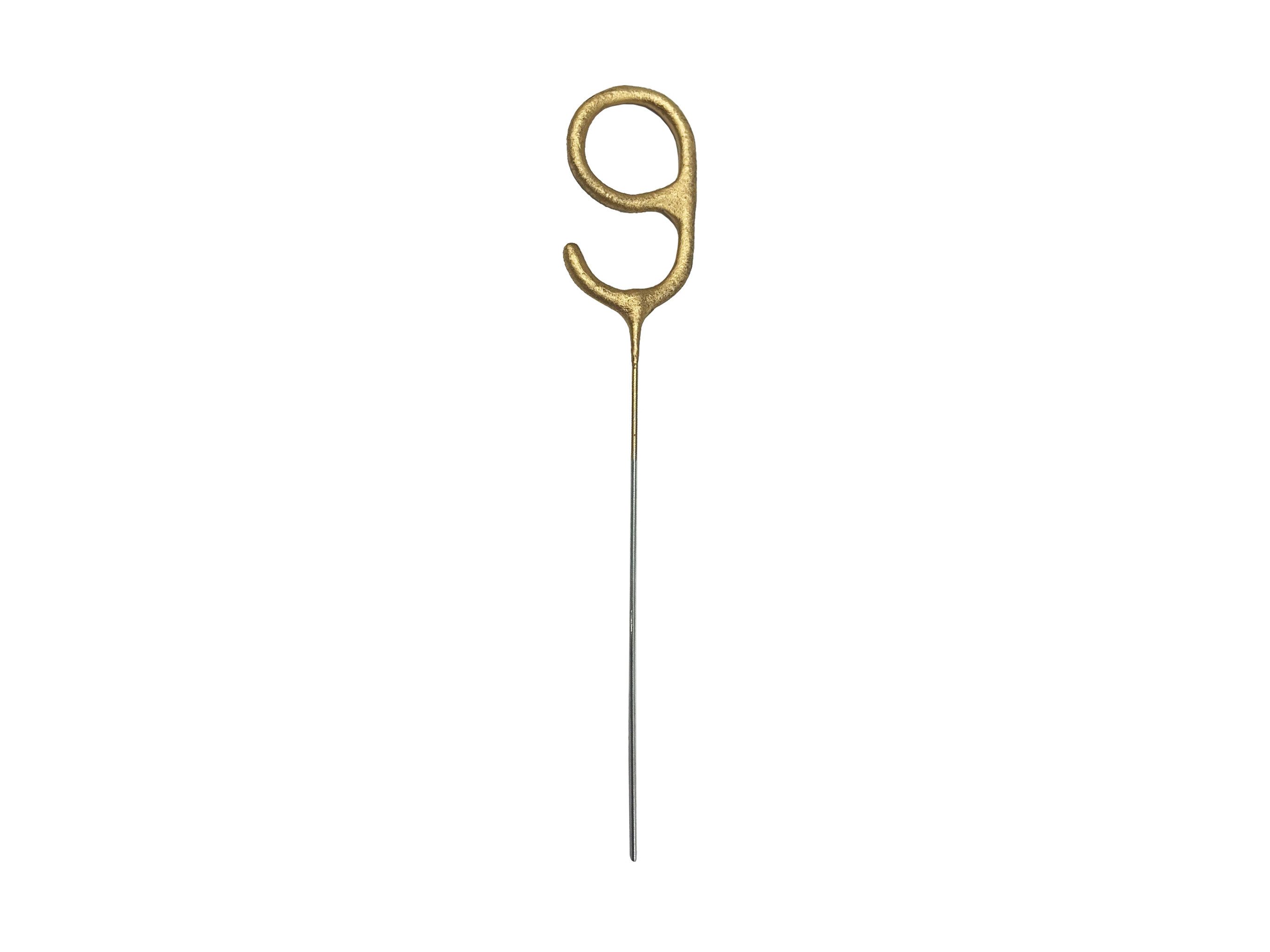 partydeco Tortenstecker, Wunderkerze Geburtstag 15cm Zahl 9 Gold 1 Stück
