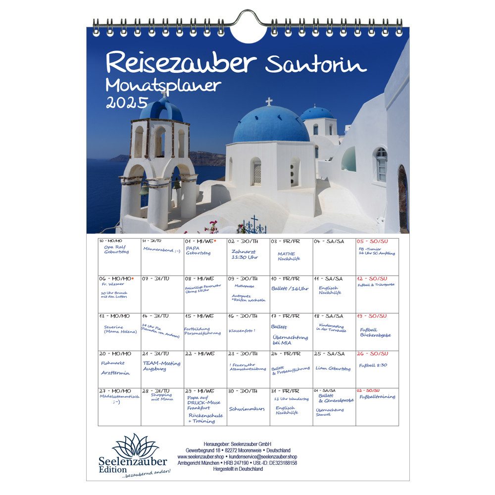 Seelenzauber Wandkalender Reisezauber Santorin Wand Planer Kalender