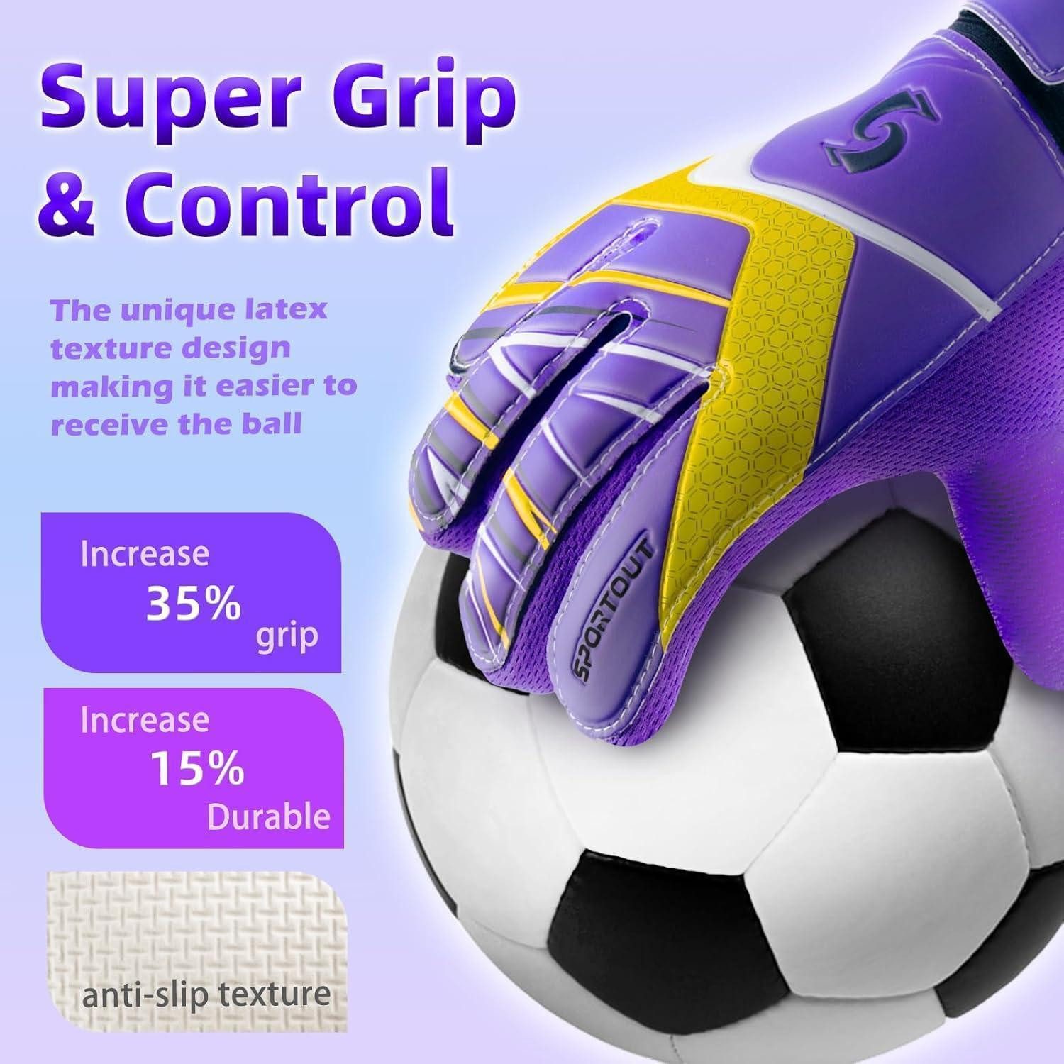 LuxusKollektion Torwarthandschuhe Torwarthandschuhe Kinder Jugend Fußball Doppelschutz Halt Purple 6