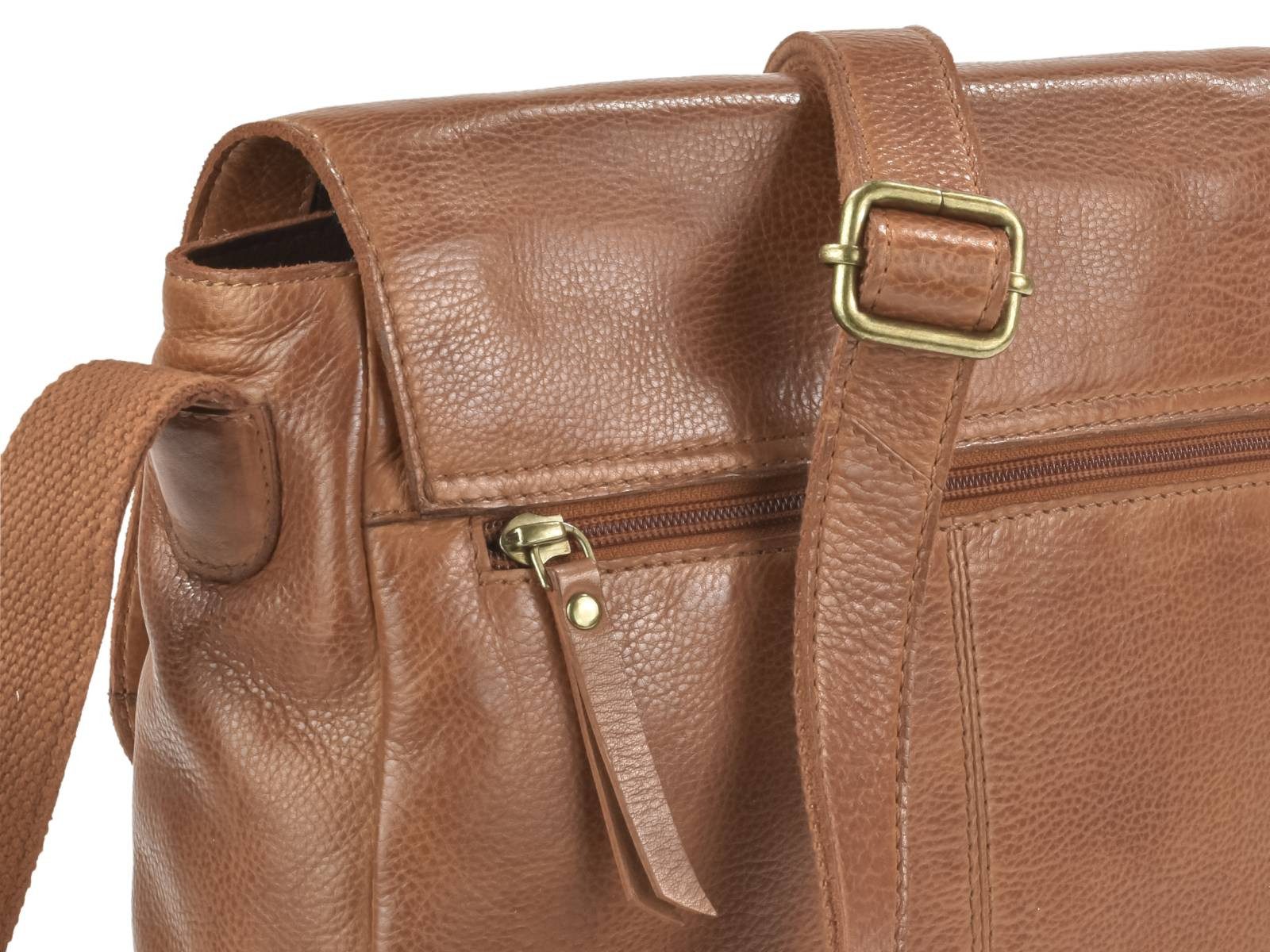 Greenburry Umhängetasche "Colombiana" Leder Damentasche kleine Schultertasche, Hauptfach 24x21cm, Schultergurt max. 145cm