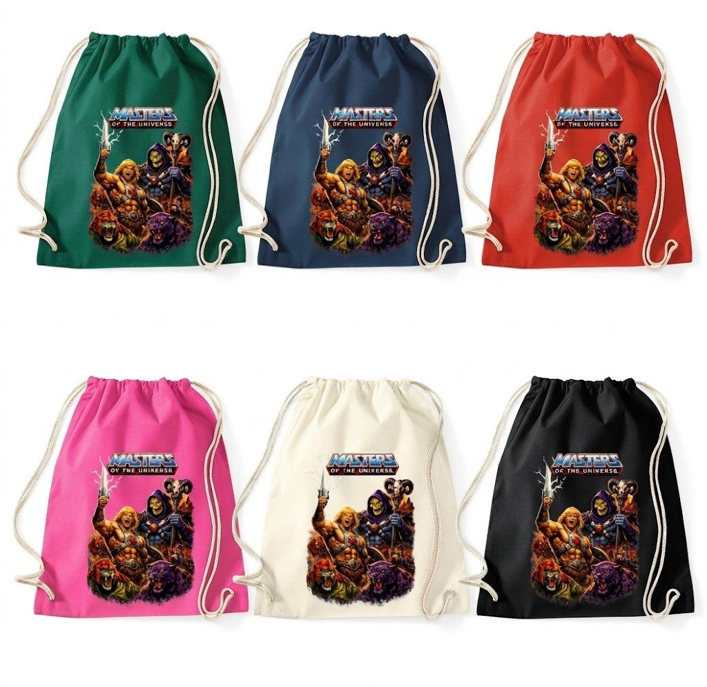 Blondie & Brownie Turnbeutel Turnbeutel He Man Retro 80s Krieger Totenschädel Motiv Tasche (Einzelbeutel, Einzelartikel), Eternia Retro Krieger Beutel Edition