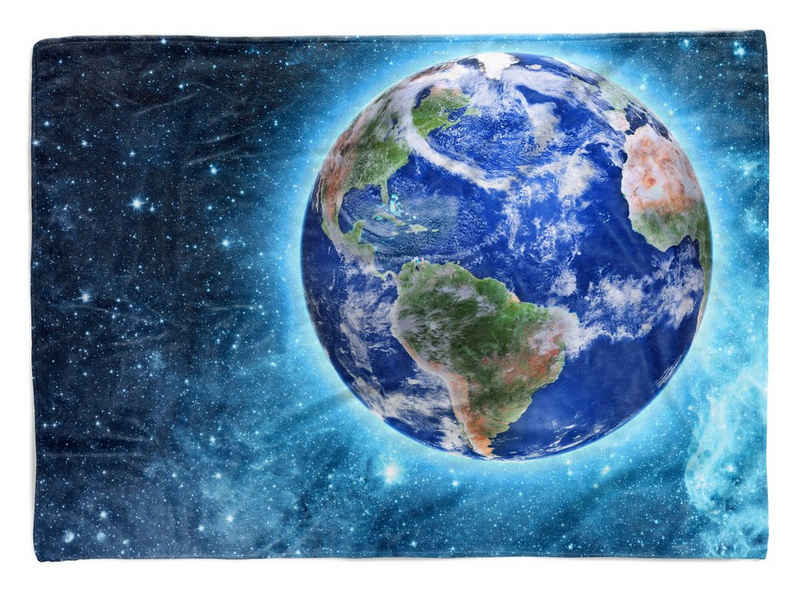 Sinus Art Handtücher Handtuch Strandhandtuch Saunatuch Kuscheldecke mit Fotomotiv Erde Planet Weltal, Baumwolle-Polyester-Mix (1-St), Handtuch