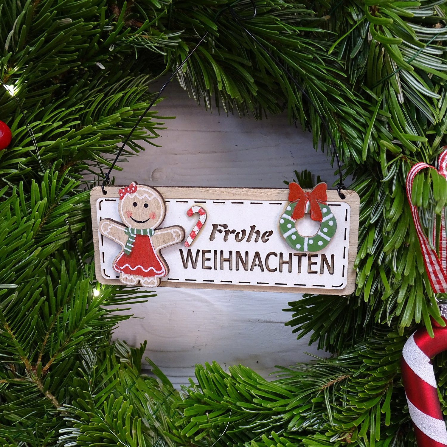 Logbuch-Verlag Dekofigur Frohe Weihnachten Türschild aus Holz, braun rot gr günstig online kaufen