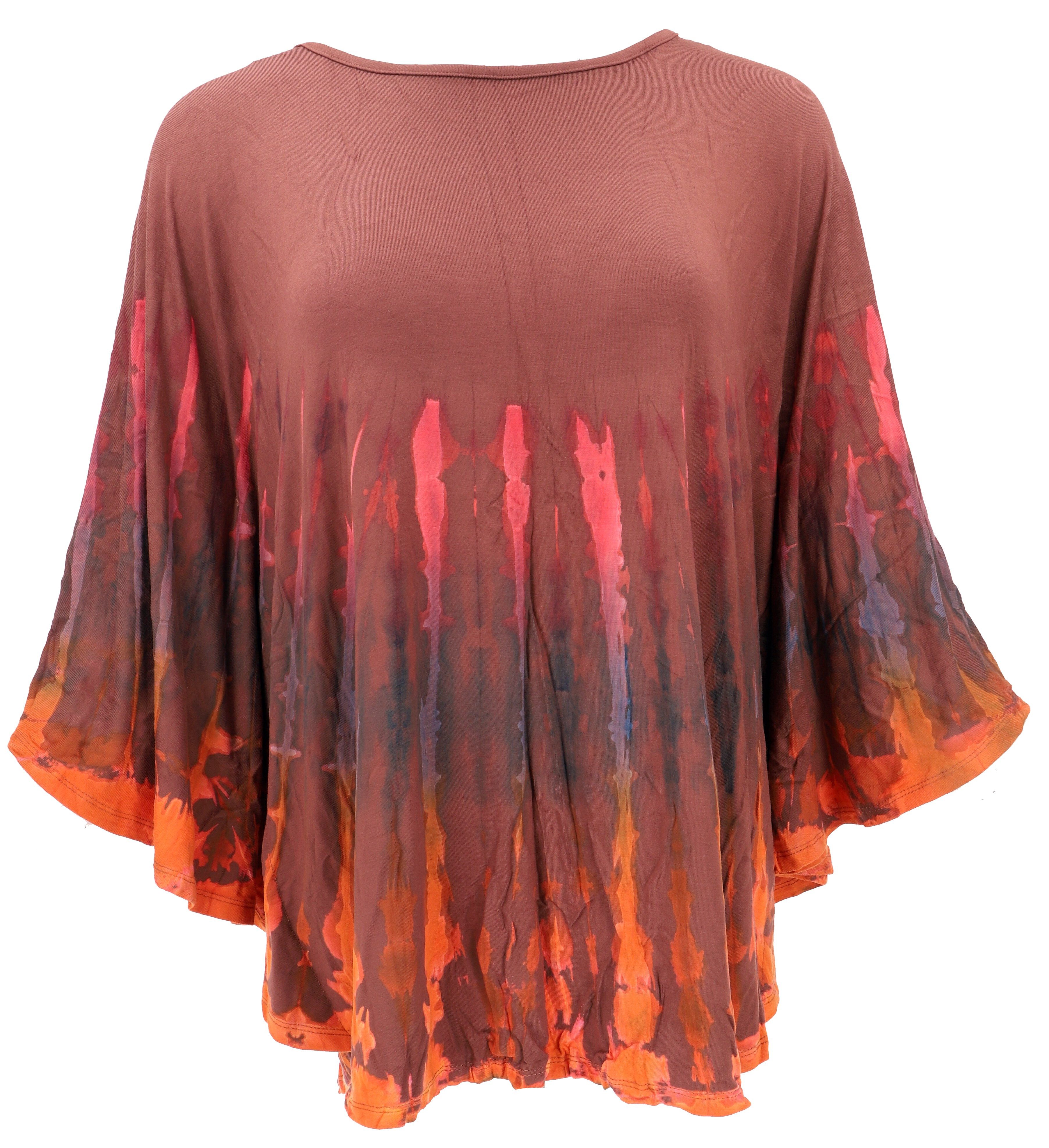 Guru-Shop Longbluse Batik Poncho, Tunika, Unikat Boho Kaftan,.. alternative Bekleidung