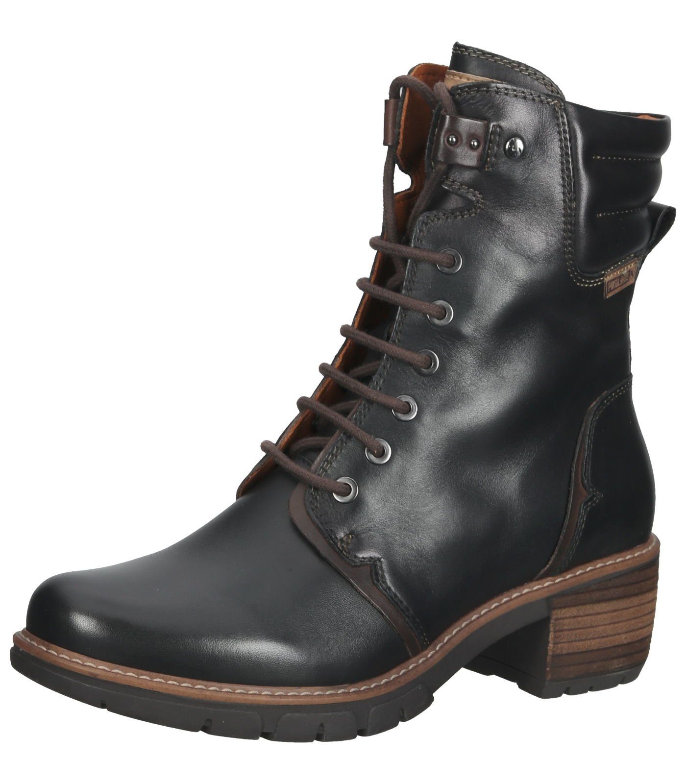 black PIKOLINOS Leder Schnürstiefelette Stiefelette