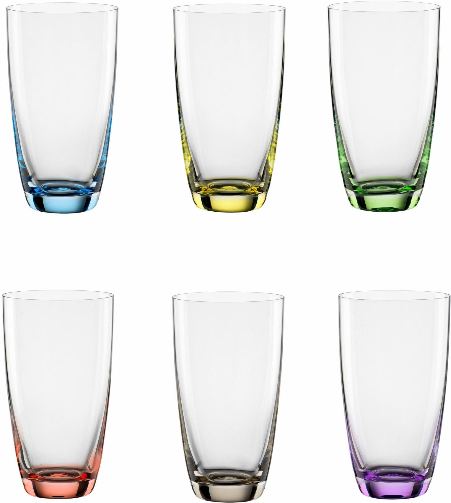 Longdrinkglas 6-teilig SELECTION Eisboden, COLORI, BOHEMIA VIVA Kristallglas, dekorieter