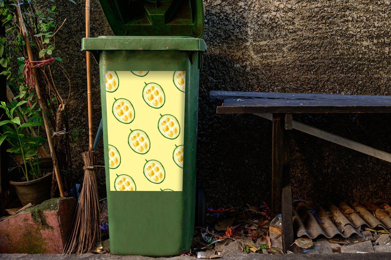 Mülleimer-aufkleber, - Sticker, Wandsticker St), Mülltonne, - Abfalbehälter MuchoWow Obst (1 Container, Zitrusfrüchte Muster