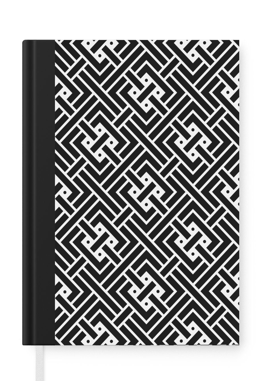MuchoWow Notizbuch Muster Merkzettel, 98 - Notizheft, Labyrinth, Schwarz A5, Weiß Seiten, - Haushaltsbuch Tagebuch, Journal, und