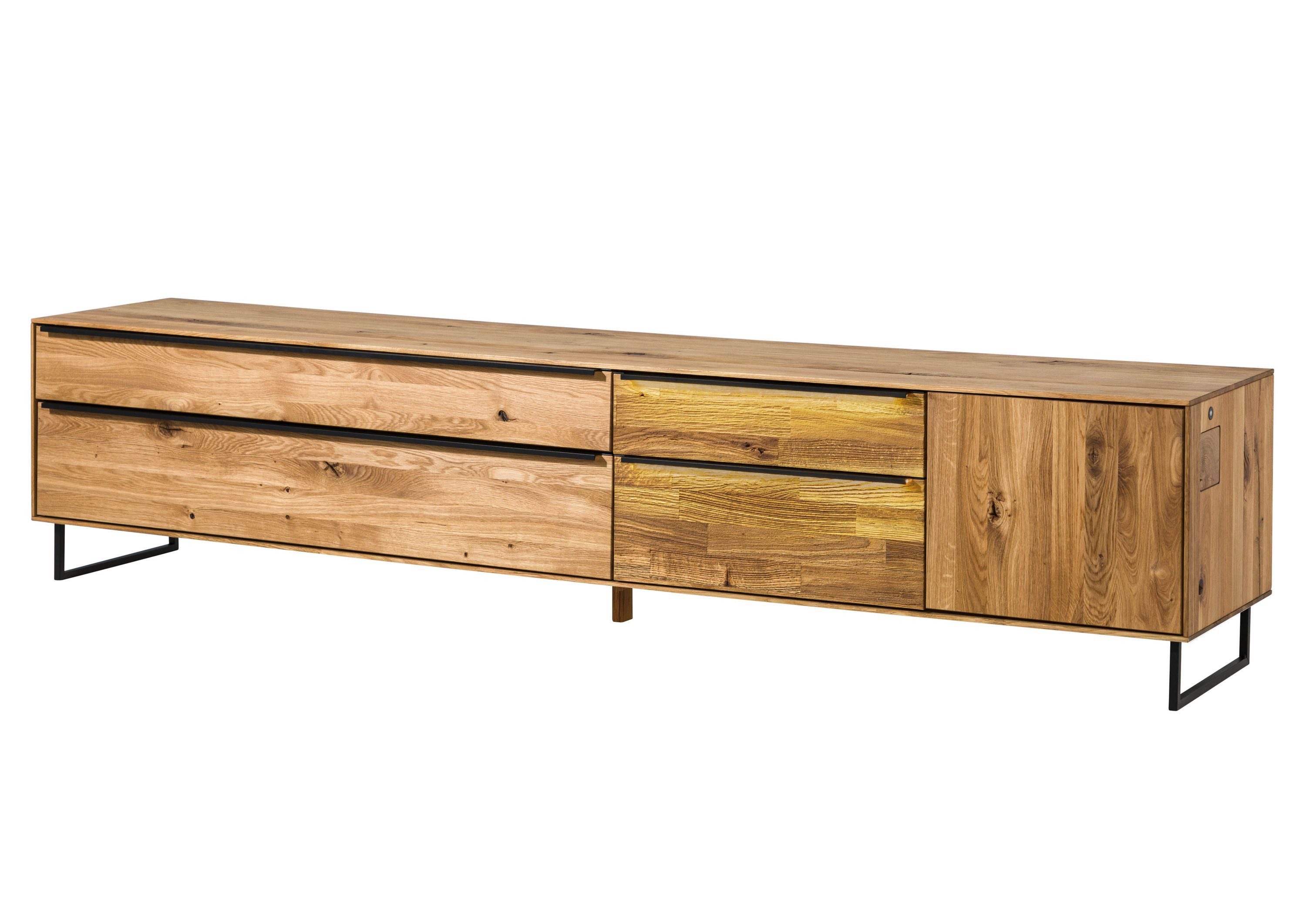 Massivmoebel24 Lowboard (Wildeiche 200x43x52 natur geölt WIEN #205), Wildeiche 200x43x52 natur geölt WIEN #205