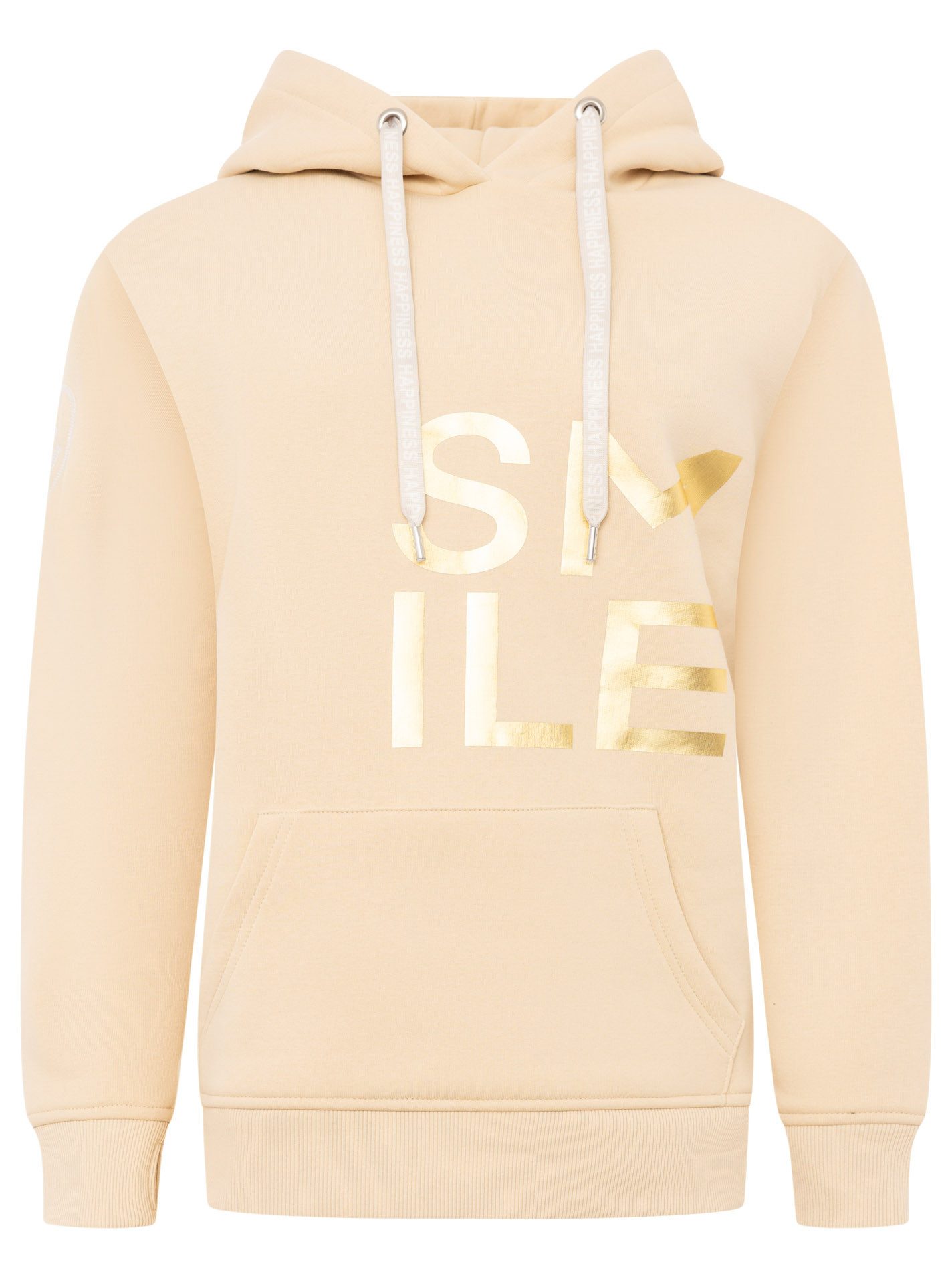 Zwillingsherz Hoodie "Alissa Shiny" glänzender Print, Daumenloch, Kordel, gesticktes Herz am Ärmel – Bild 4 von 5