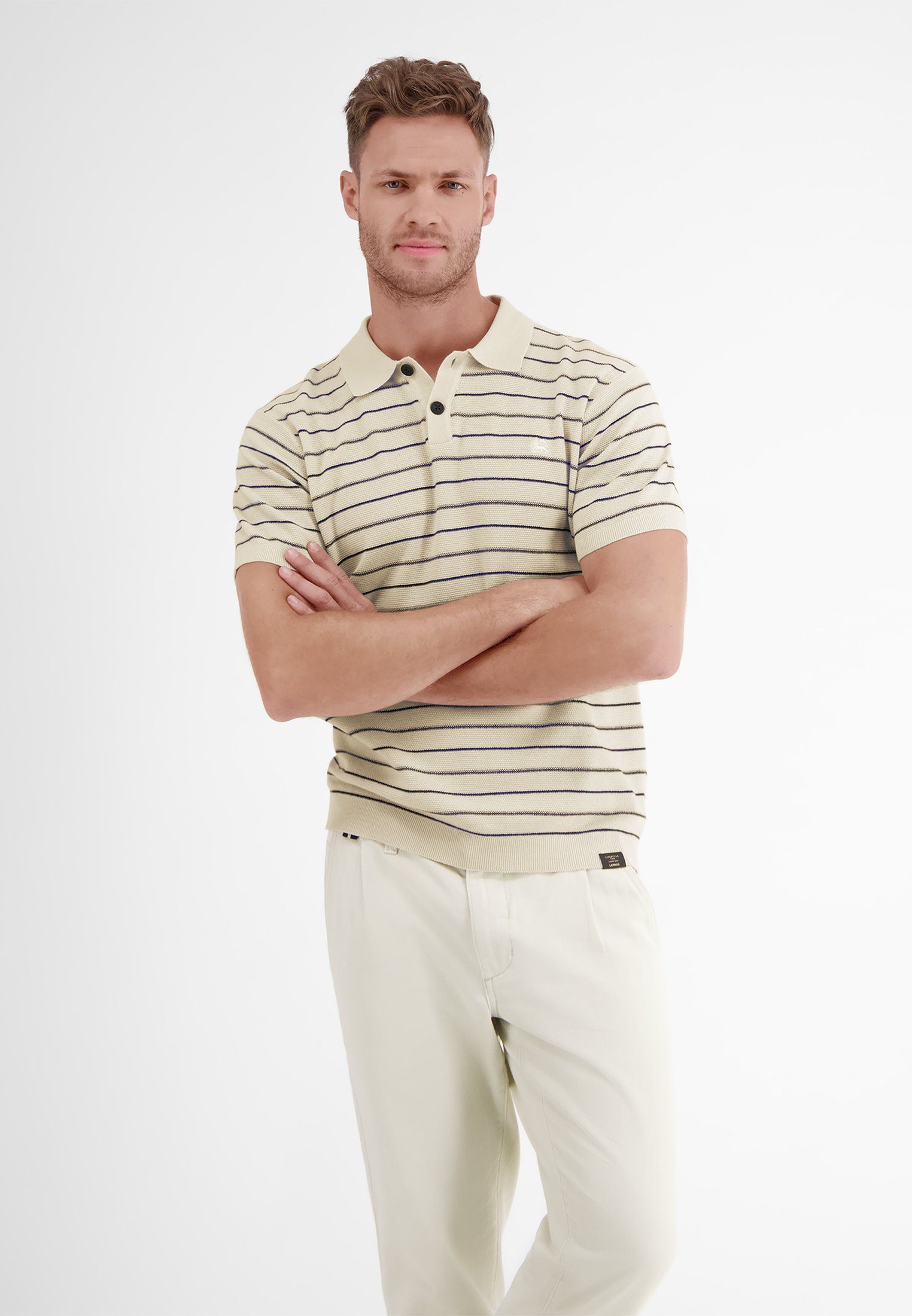 sommerlich-stylischer Poloshirt Strickoptik LERROS PALE in Poloshirt LERROS BEIGE