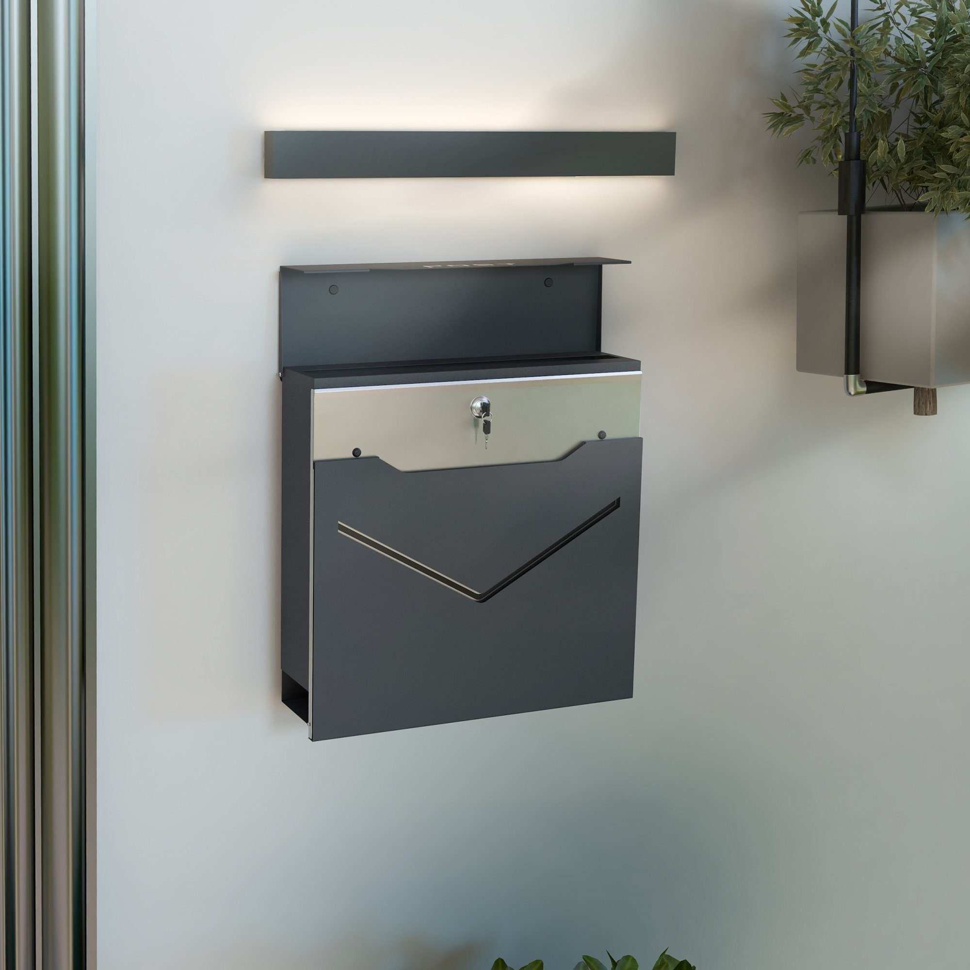 HOMCOM Briefkasten Wandbriefkasten Abschließbar, Postkasten aus Verzinktem günstig online kaufen