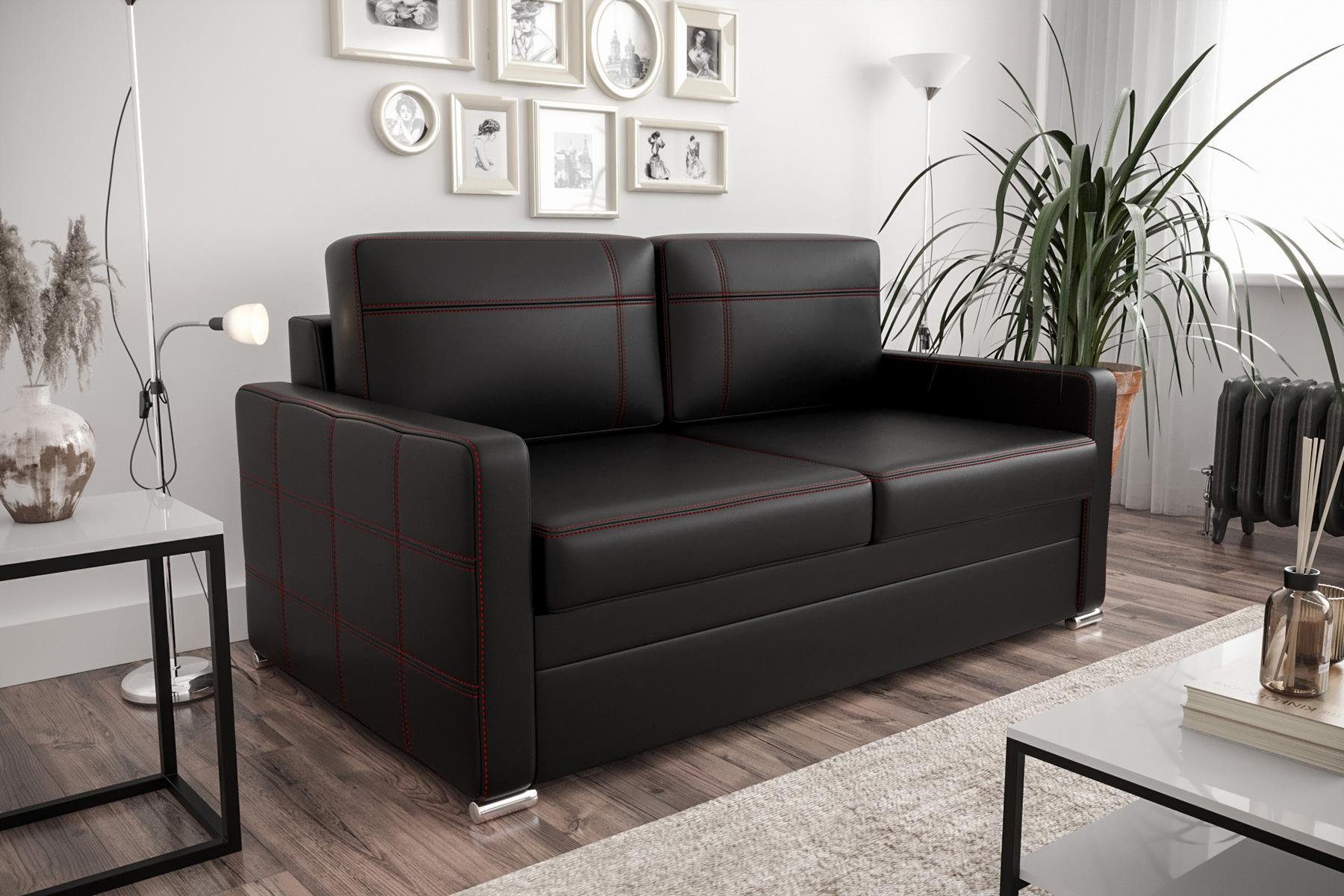 JVmoebel Sofa Designer Schwarz Sofa Europe in | Zweisitzer Couch | Schwarz Luxus 2-Sitzer Couchen, Made Schwarz Polster