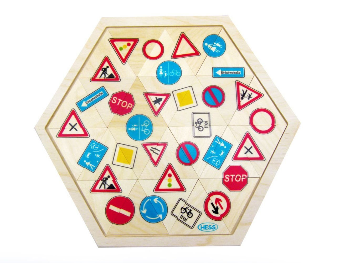HESS SPIELZEUG Puzzle Holzspielzeug Legespiel Verkehrszeichen BxLxH 285x6x250mm NEU, 36 Puzzleteile