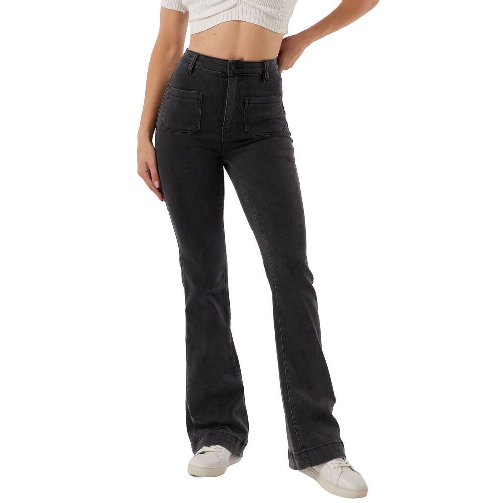 Ital-Design Bootcut-Jeans Flared Jeans mit Hoher Taille für Damen, Styled f günstig online kaufen