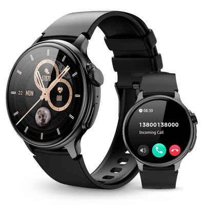 Yuede AMOLED Smartwatch Damen Herren, Neueste Fitness Uhr mit Anruffunktion Smartwatch (1,43-Zoll-AMOLED-HD Explosionssicherer gehärteter Glasbildschirm Zoll) Fitness Tracker Armbanduhr mit Schrittzähler,Blutsauerstoff, Blutdruckmessung, Schlafüberwachung, AI Voice und SNS-Benachrichtigung etc., Bluetooth 5.3 Sportuhr, IP67 wasserdicht, unterstützt 100+ Sportmodi, für Android IOS