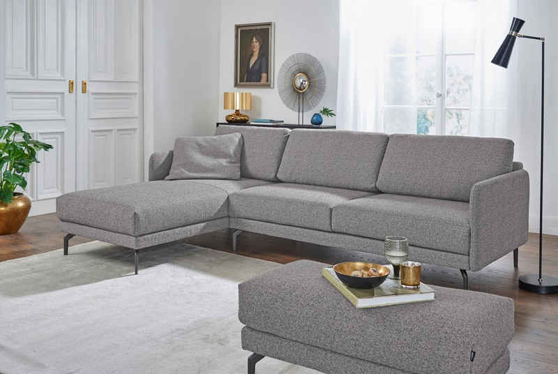 hülsta sofa Ecksofa »hs.450«, Armlehne sehr schmal, Breite 274 cm, Alugussfuß Umbragrau, wahlweise Stoff oder Leder