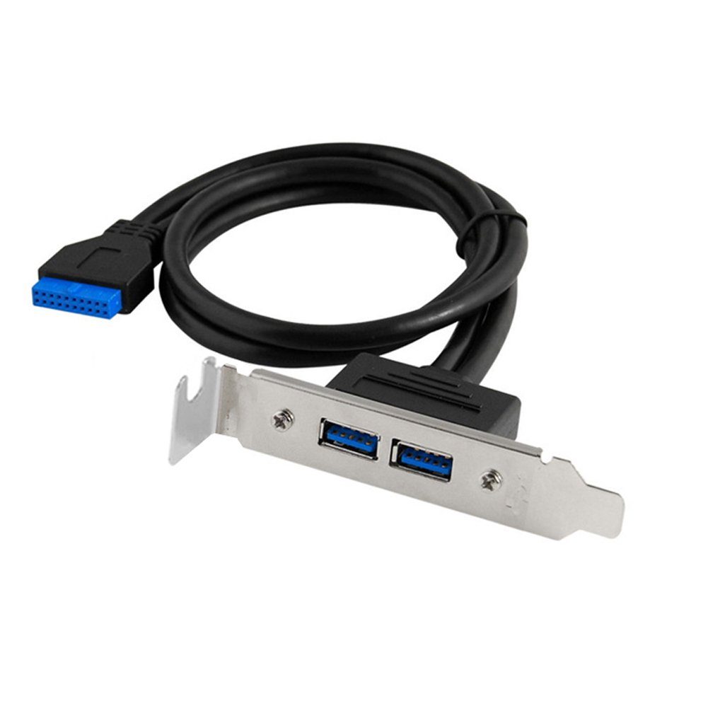 Bolwins F30 USB 3.0 Slot Blende Slotblech 8cm Bracket 20pin zu 2x USB 3.0 50cm USB-Adapter USB-A Buchse (USB 3.0) zu 20-Pin USB 3.0 Pfostenstecker (Mainboard), 50 cm, USB 3.0 Slotblende, 20-Pin Mainboard-Anschluss