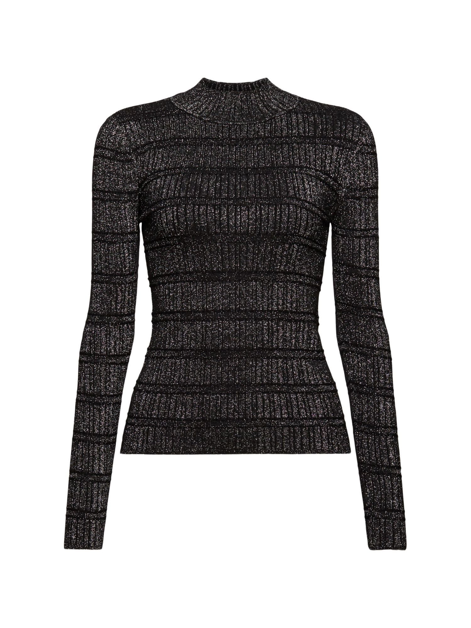 Esprit Stehkragenpullover LENZING™ ECOVERO™ BLACK mit Glitzerpullover Stehkragen