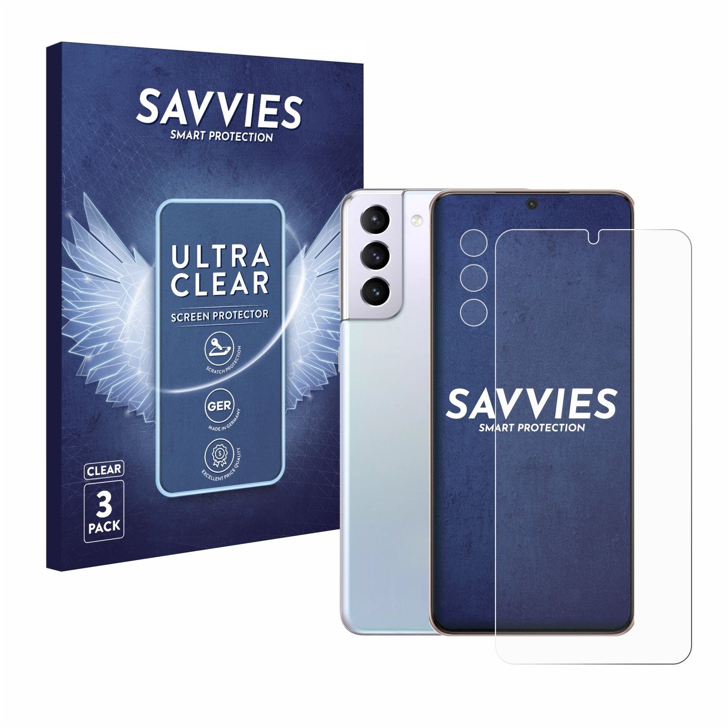 Savvies Displayschutzfolie Schutzfolie für Samsung Galaxy S21 Plus 5G (Display+Kamera), 6 Stück, Displayschutz Schutz Folie Klar Transparent