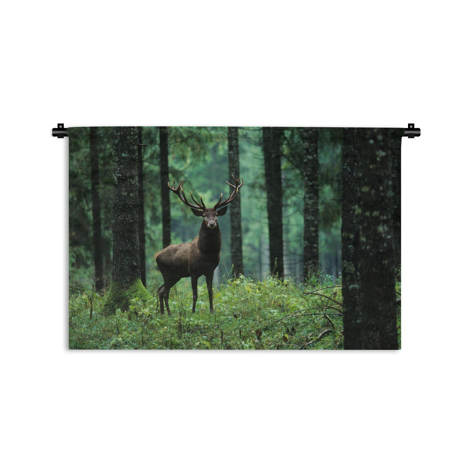 MuchoWow Wanddekoobjekt Hirsche - Wald - Bäume - Tiere - Natur, Wanddeko für Wohnzimmer, Schlafzimmer, Kleid, Wandbehang, Kinderzimmer