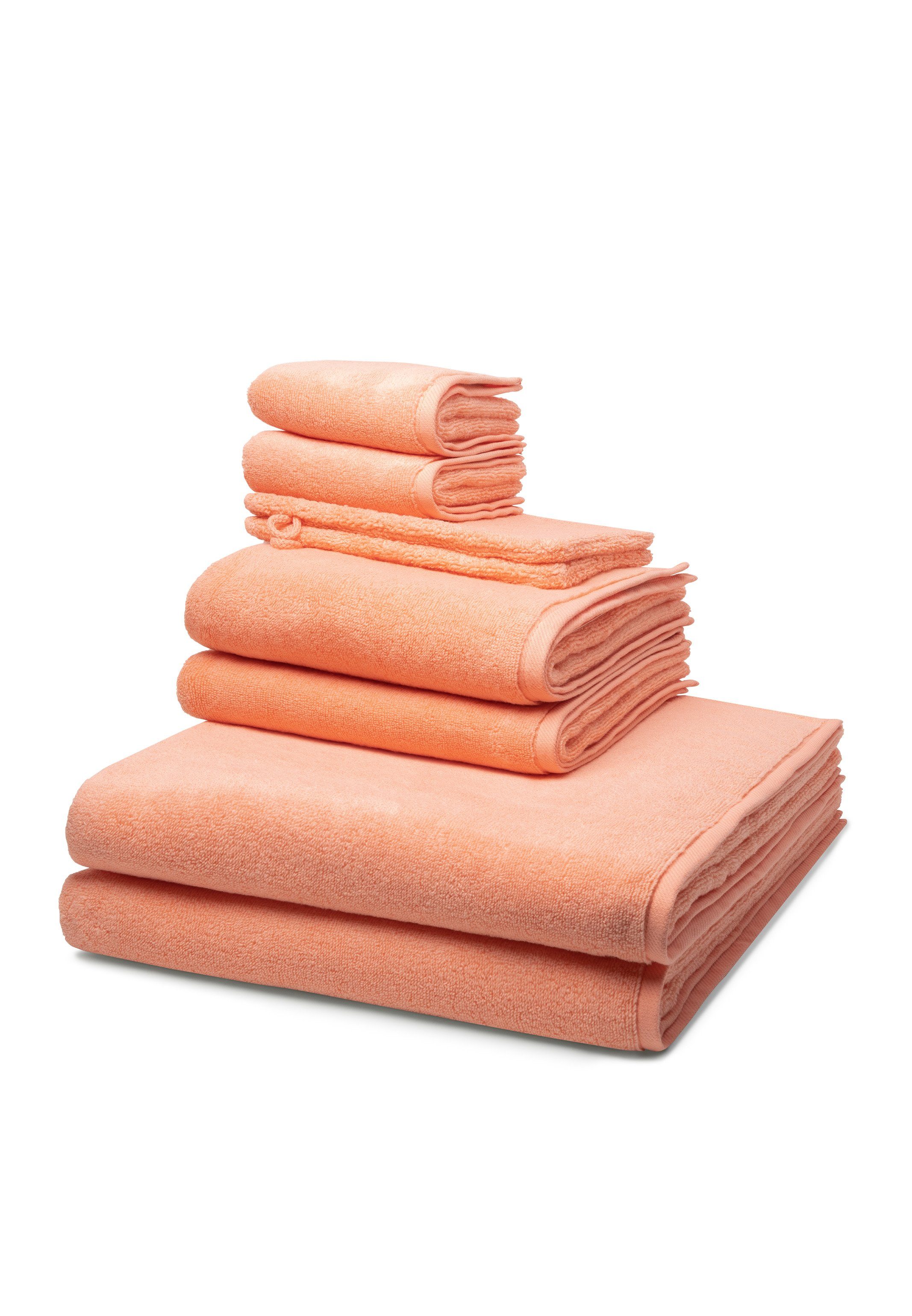 ROSS Handtuch Set Sensual Skin, Walkfrottee, (Spar-Set, 8-tlg), 2 X Wasch- 2 X Gäste- 2 X Dusch- 2 X Handtuch - im Set - Baumwolle - Peach Pink
