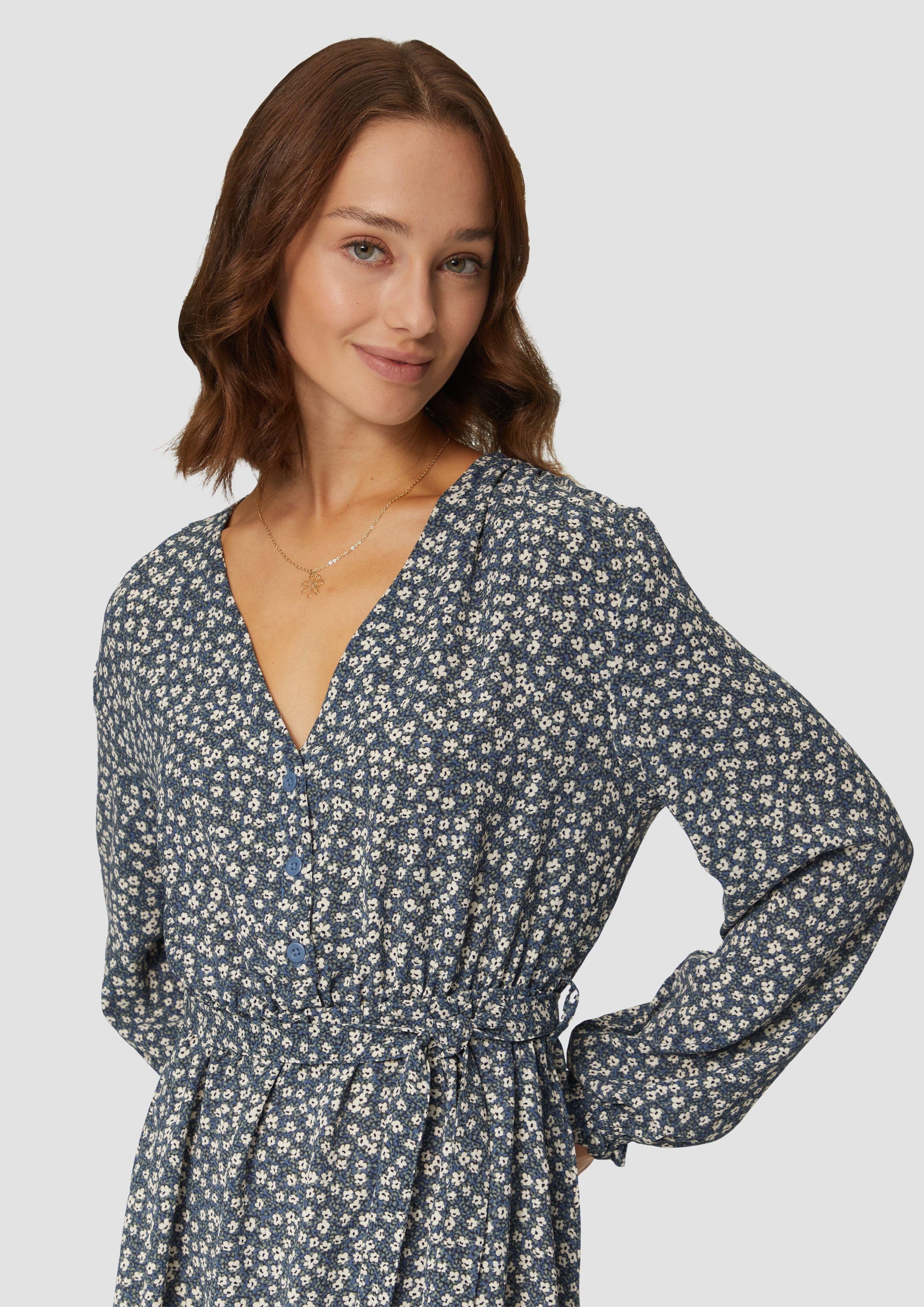 QS Minikleid Kurzes Crêpe-Kleid mit All-over-Print günstig online kaufen