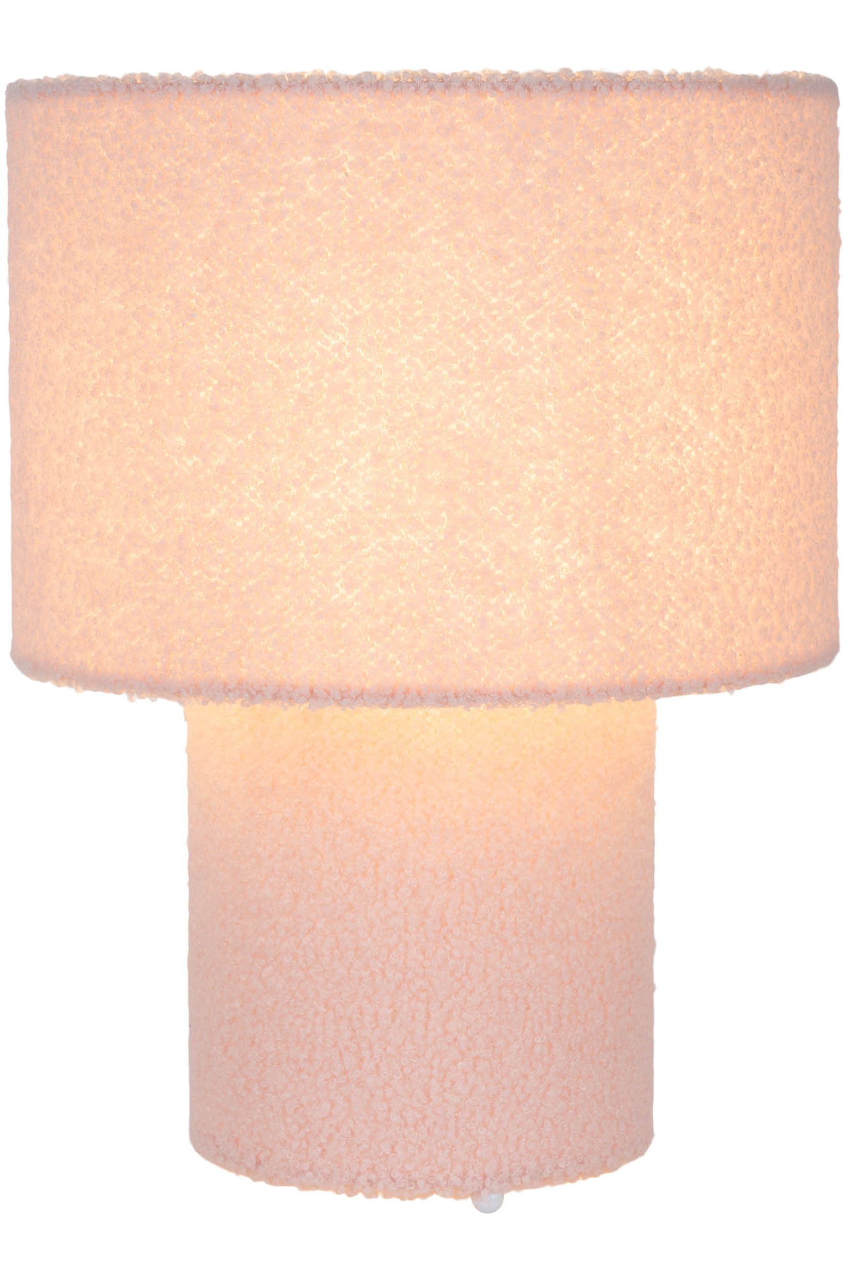 näve Tischleuchte Fluffy, ohne Leuchtmittel, fluffiger Plüschbezug, H:31cm D:23cm, Zuleitung mit Kippschalter, E27