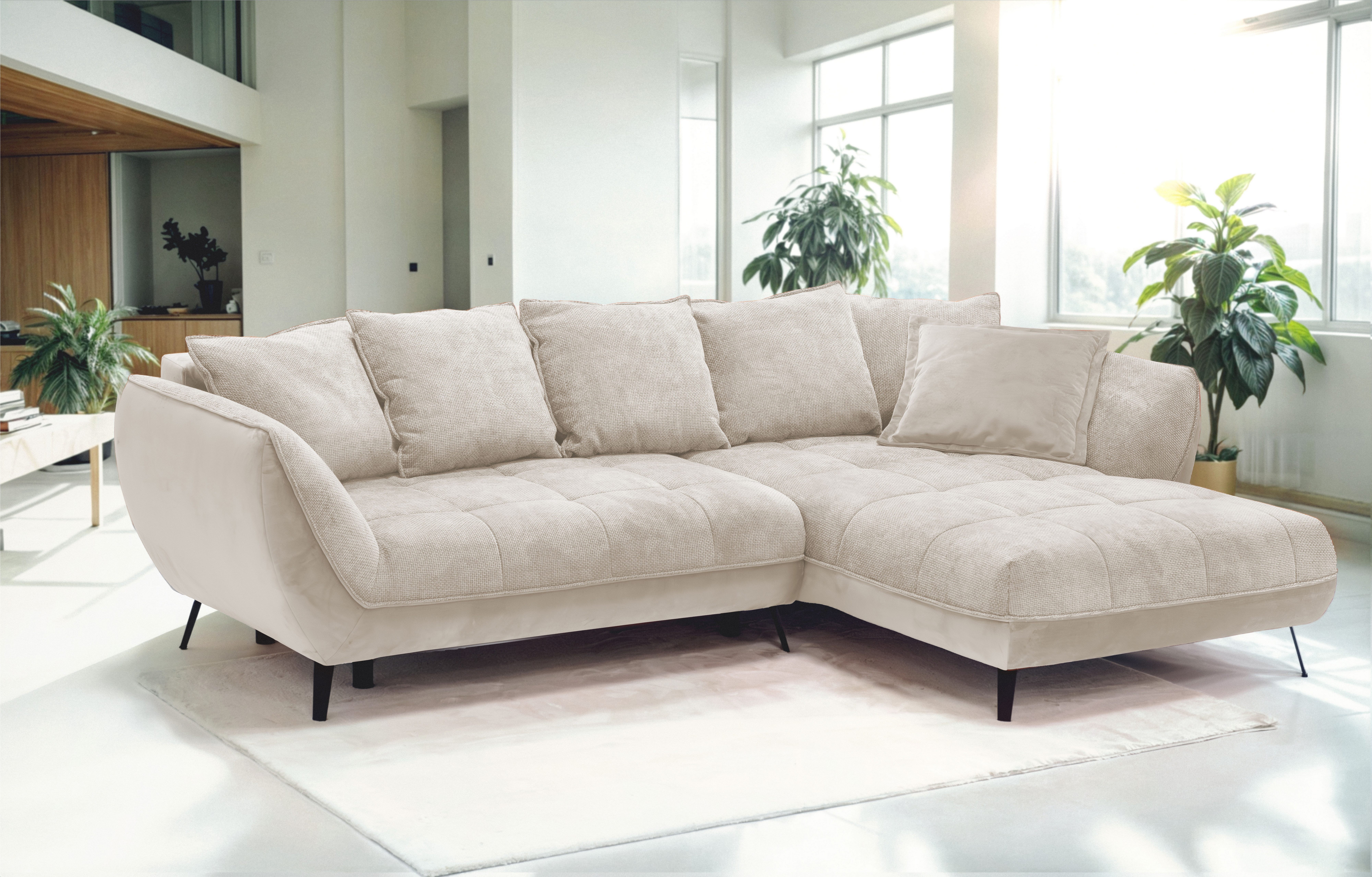 Ecksofa Midway mit einfacher Easy-Lift-Bettfunktion, bequem und modern