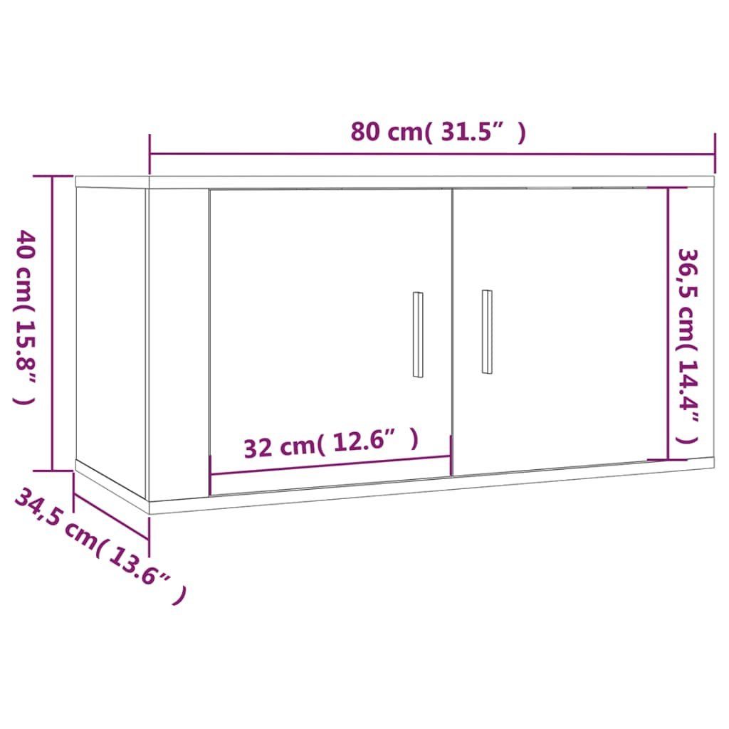 furnicato TV-Wandschränke Stk. 3 TV-Schrank 80x34,5x40 cm Sonoma-Eiche