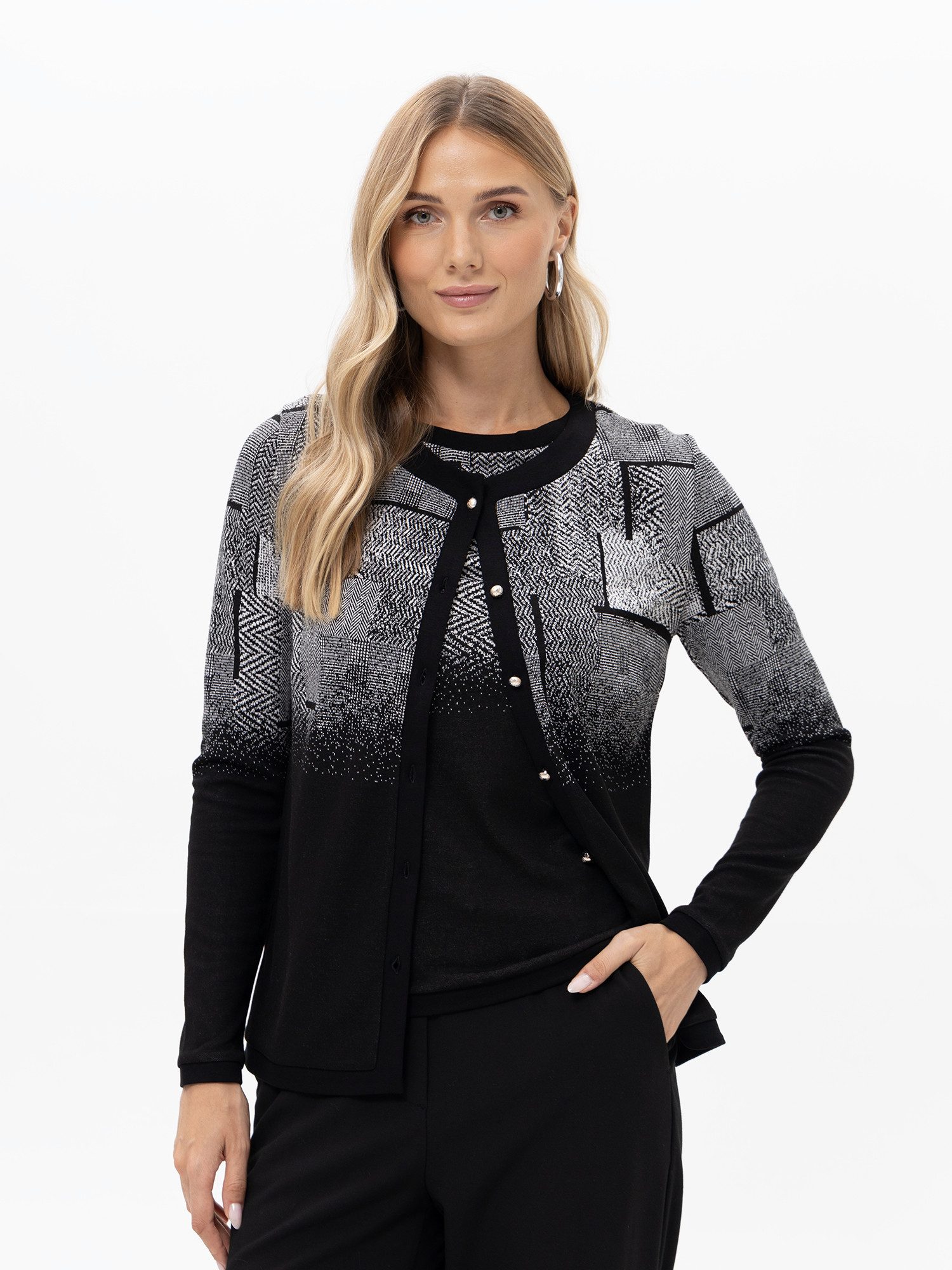 Passioni 2-in-1-Strickjacke mit Detailknöpfen verlaufendes Muster